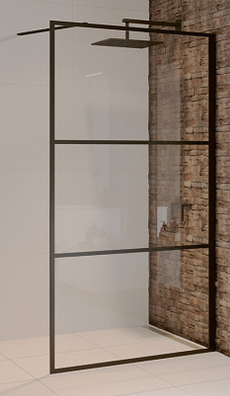 Riho Grid paroi de douche 90 cm noir mat/verre à motif G004025121