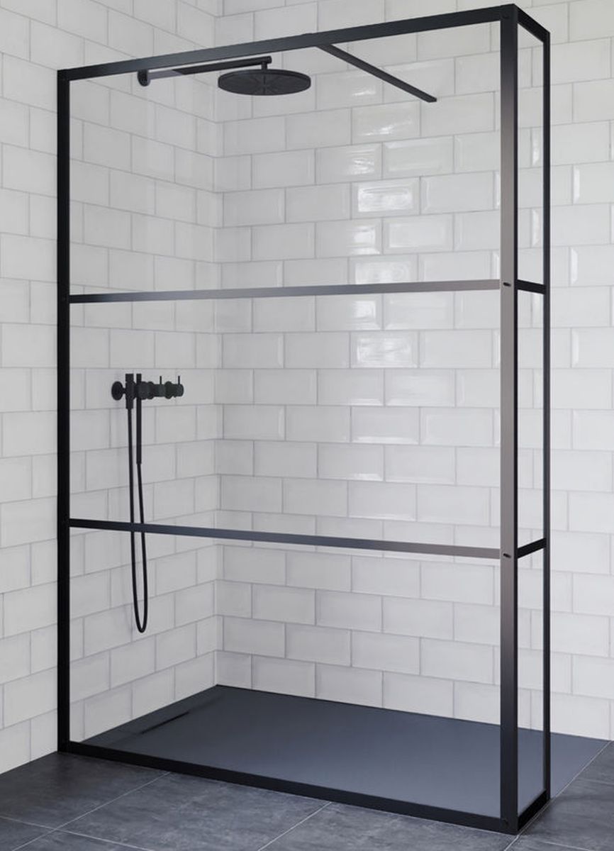 Riho Grid cabine de douche 120x30 cm noir mat/verre à motif G004039121