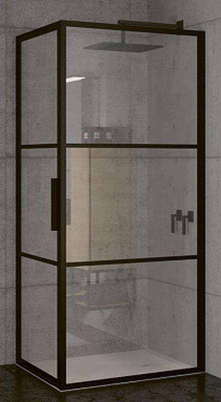 Riho Grid cabine de douche 80x80 cm carrée noir mat/verre à motif G004007121