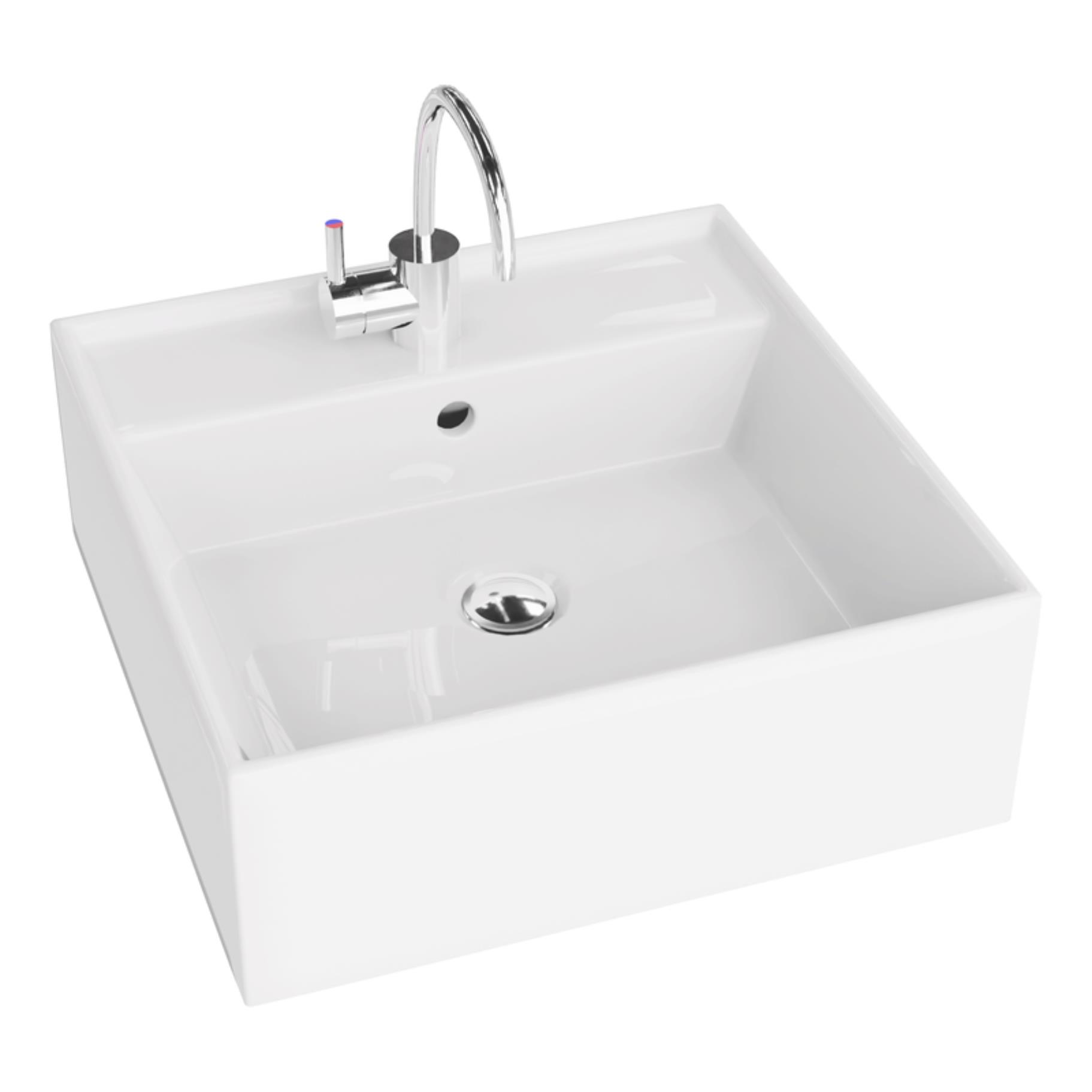 LaVita La Gromera lavabo 41x41 cm carrée à poser blanc brillant 5908211470887