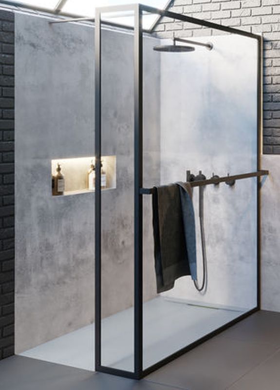 Riho Lucid cabine de douche walk-in 140x30 cm noir mat/verre transparent G005036121