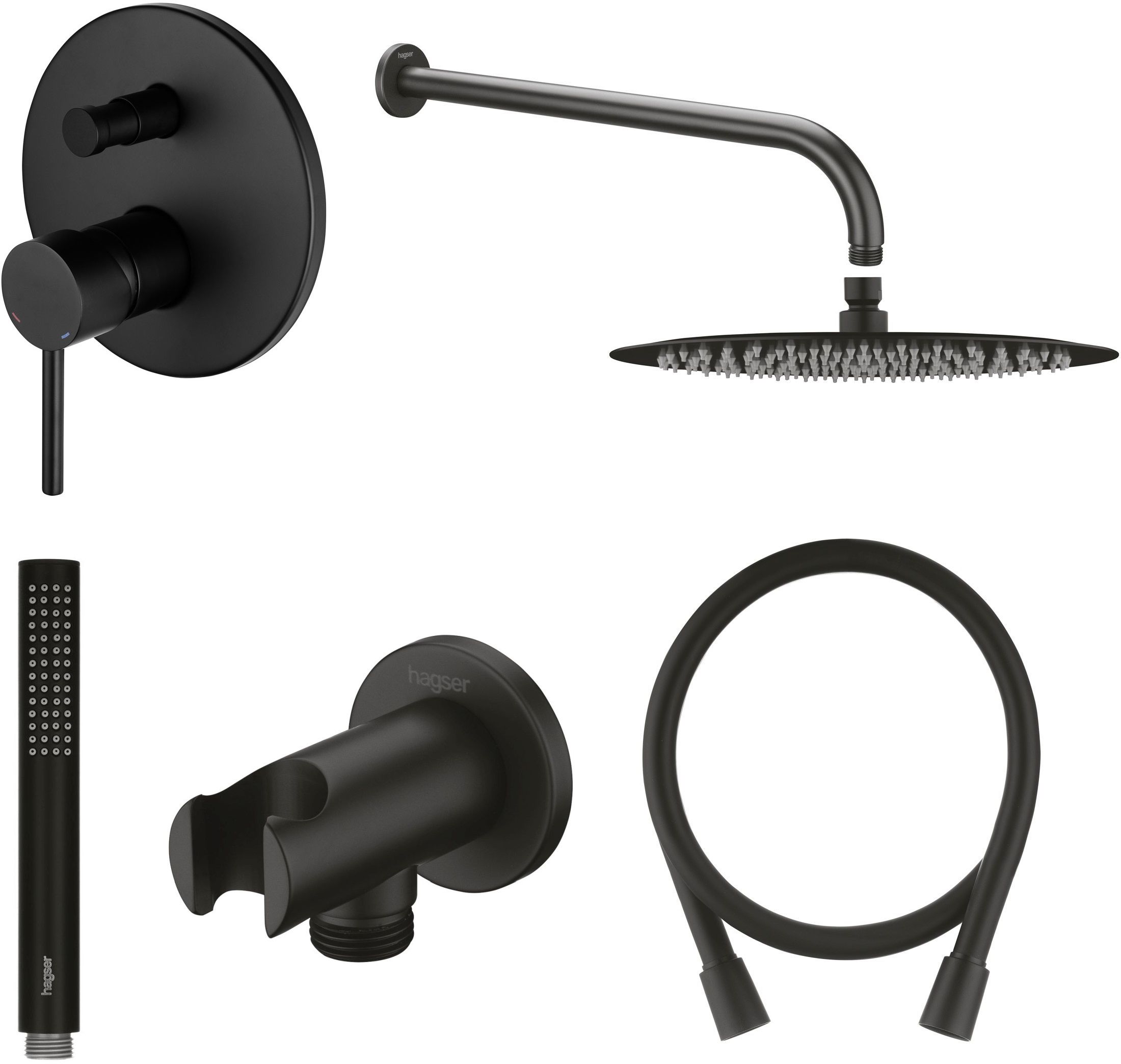 Set mitigeur bain-douche Hagser Lisa HGR80000034, douche à effet de pluie Hagser Mila HGR27000037, HGR29000037, HGR26000037, HGR23000037, HGR31000037