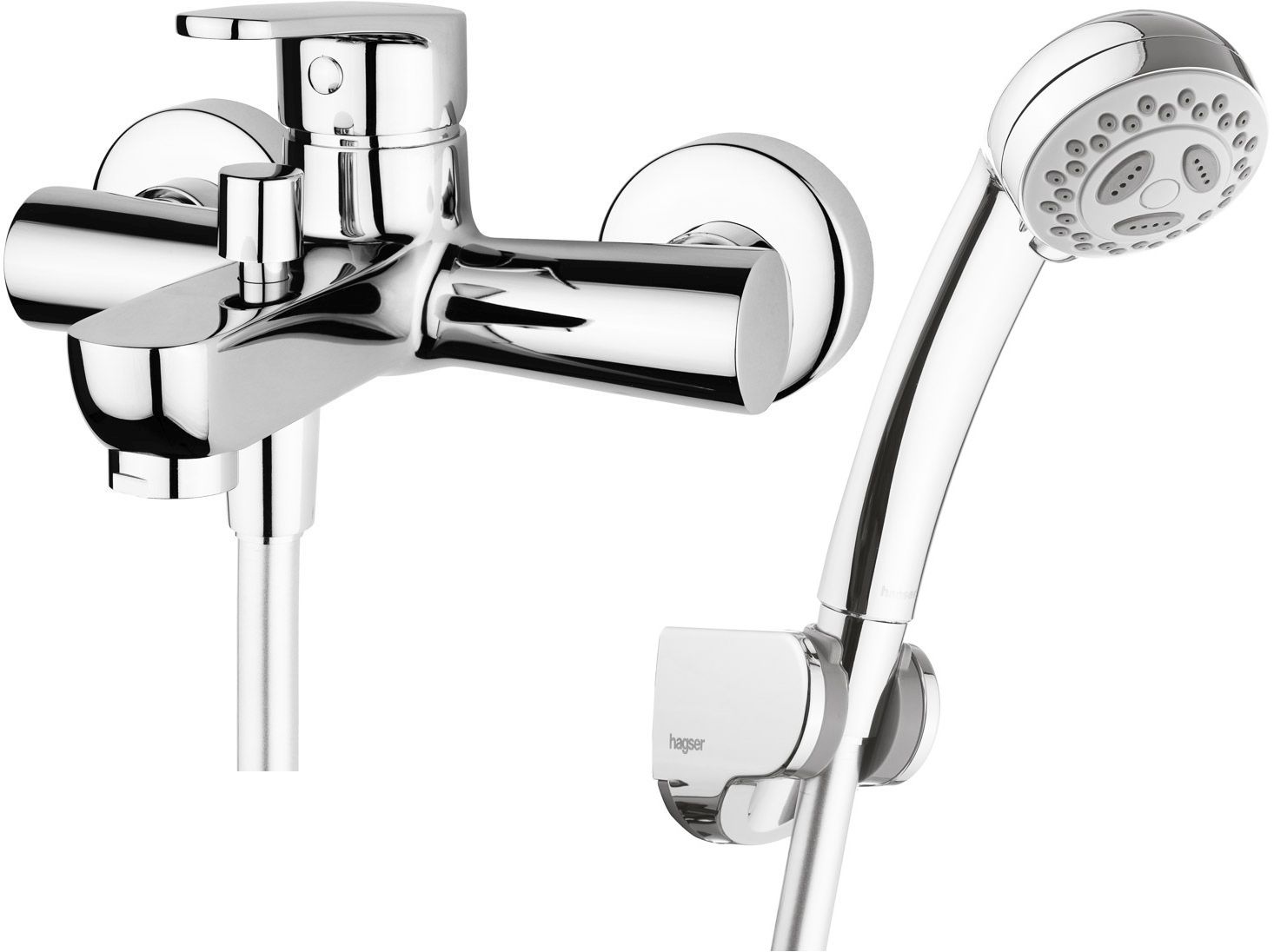Set mitigeur bain-douche Hagser Della HGR30000034, tuyau de douche Hagser Ute HGR15000037, HGR60000037, HGR90000037