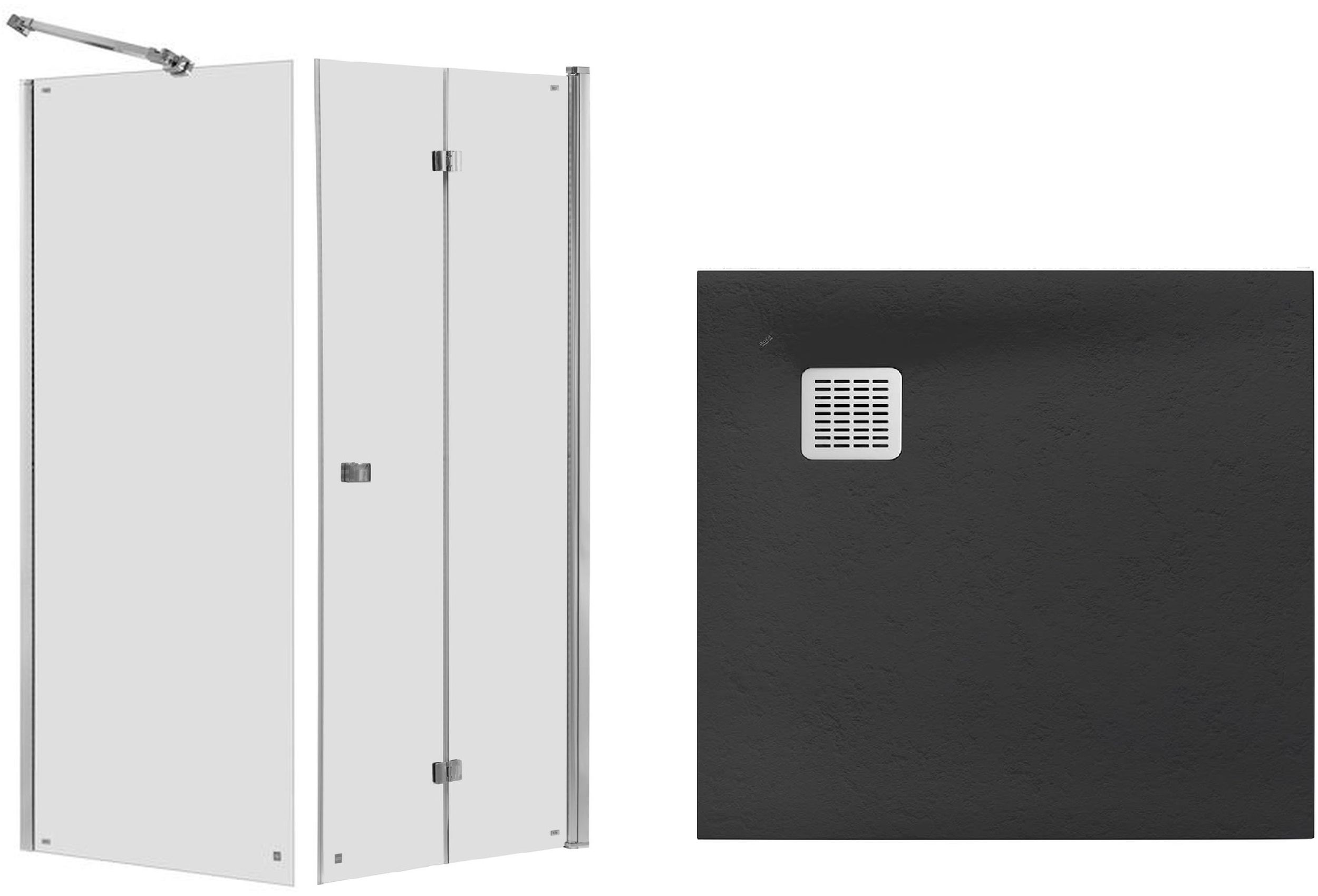 Set porte de douche Roca Capital AM4508012M, receveur de douche carré Roca Terran AP10332032001640, AM4408012M