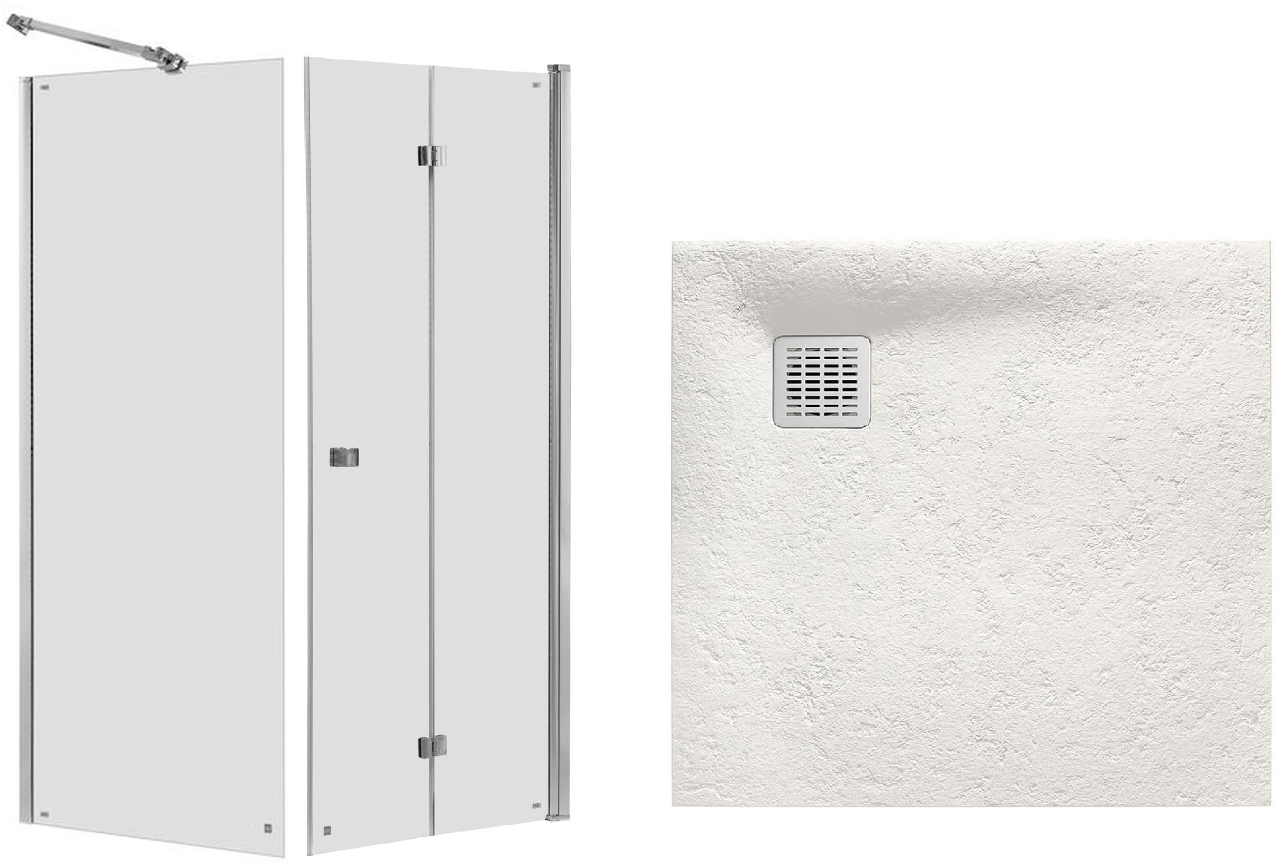 Set porte de douche Roca Capital AM4508012M, receveur de douche rectangulaire Roca Terran AP10332032001650, AM4408012M