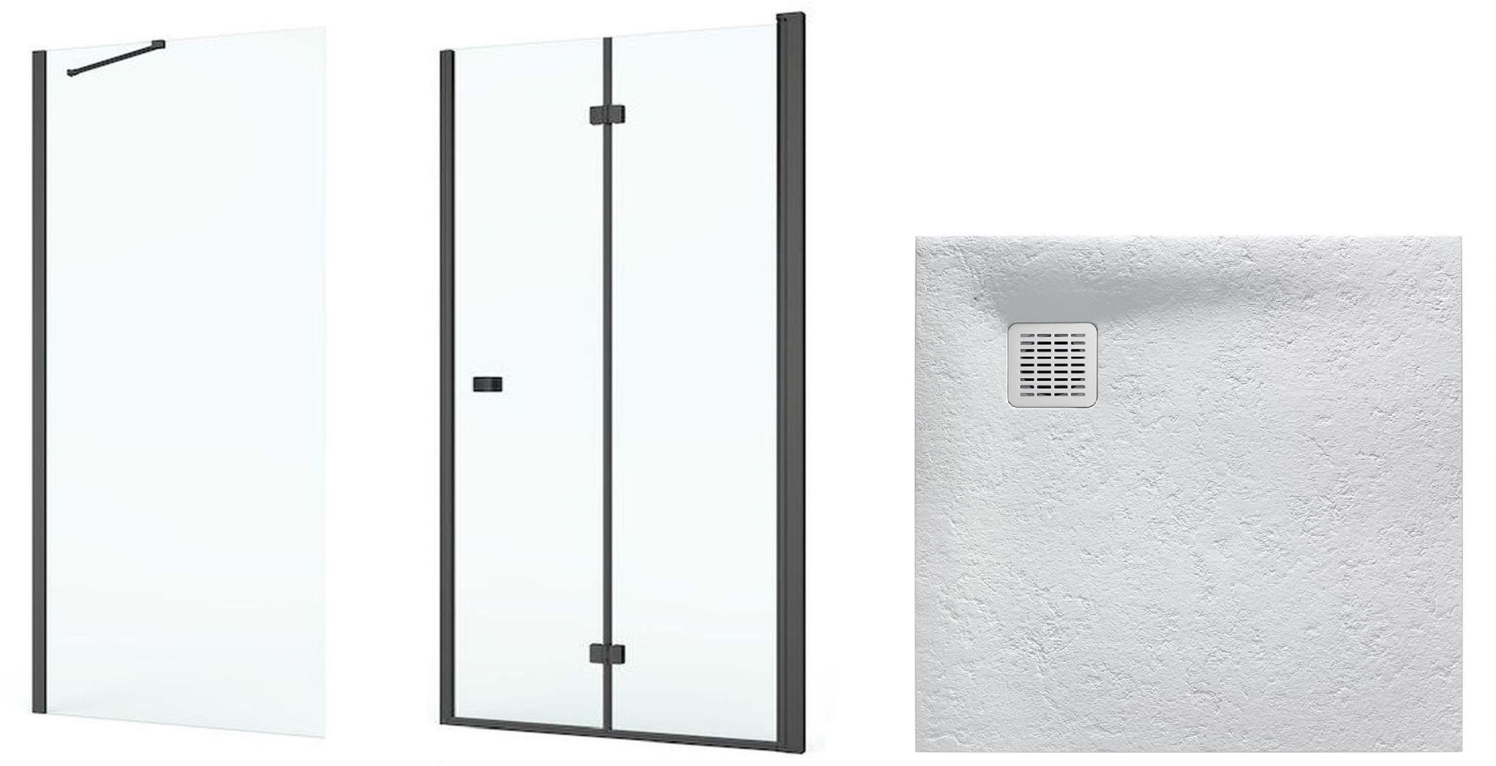 Set porte de douche Roca Capital AM4508016M, receveur de douche carré Roca Terran AP10332032001630, AM4408016M