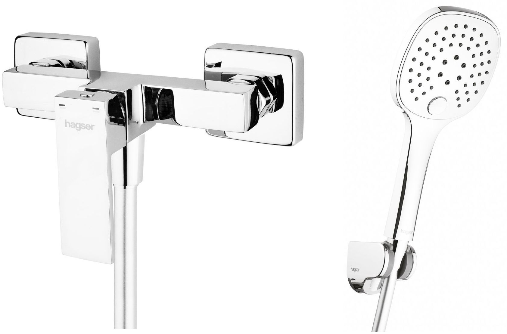 Set mitigeur de douche Hagser Ulva HGR30000033, pommeau de douche Hagser Emma HGR30000037, HGR15000037, HGR90000037