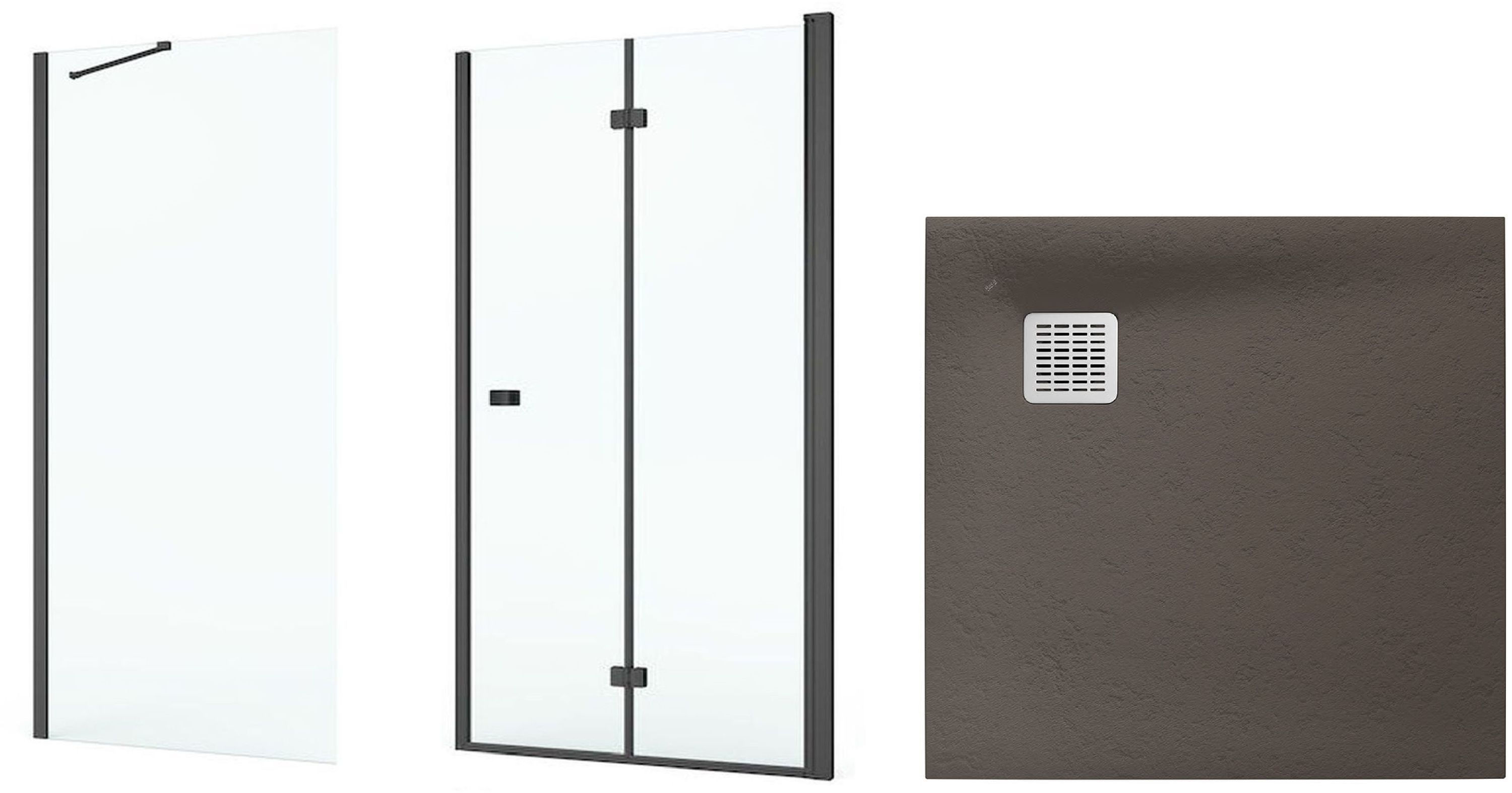 Set porte de douche Roca Capital AM4508016M, receveur de douche carré Roca Terran AP10332032001660, AM4408016M