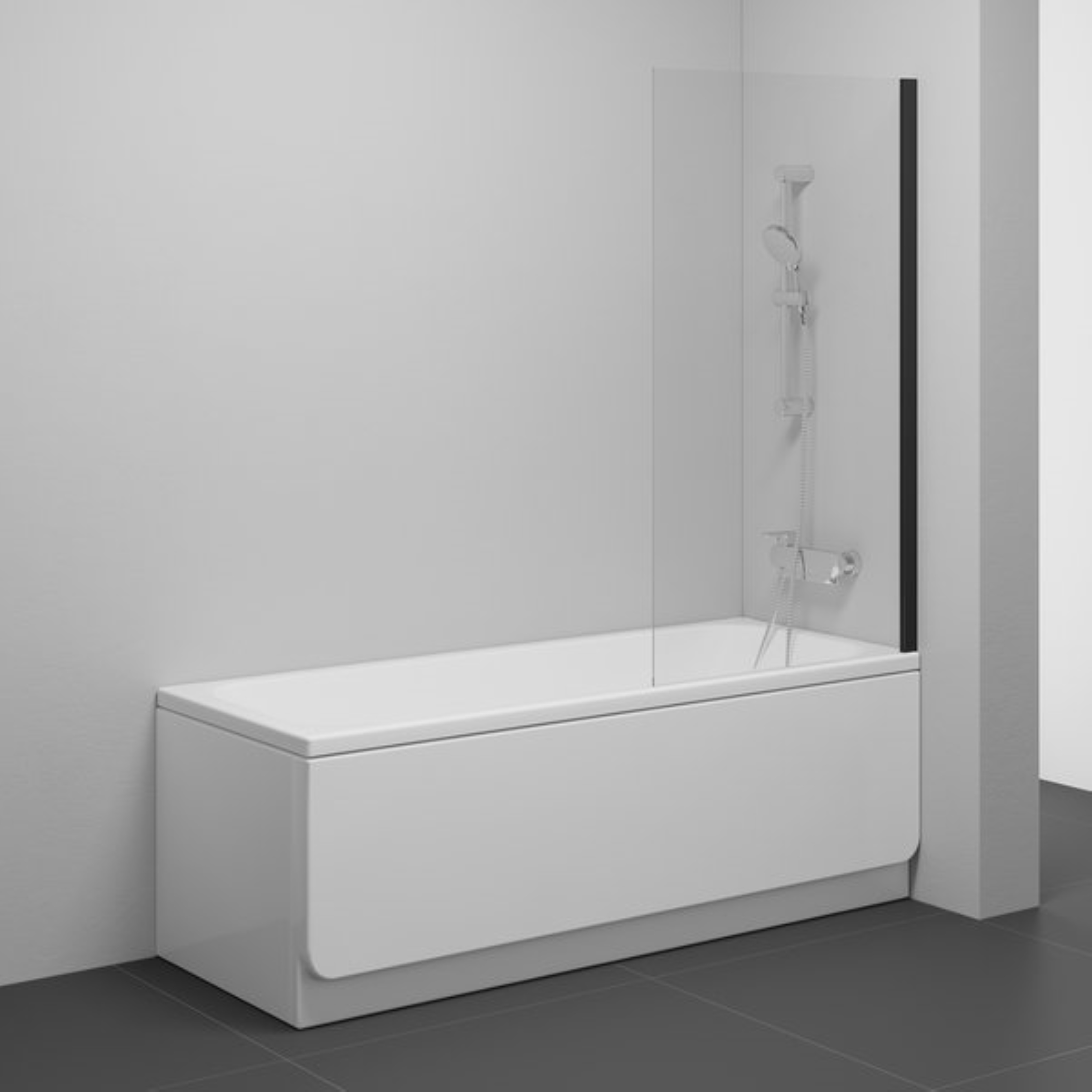 Ravak Nexty paroi de baignoire 80 cm monobloc noir mat/verre transparent 7O840300Z1