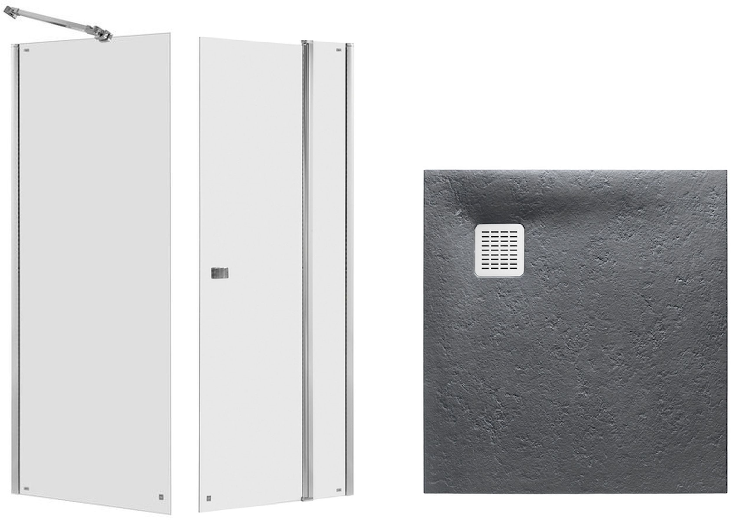 Set porte de douche Roca Capital AM4609012M, receveur de douche carré Roca Terran AP10338438401200, AM4409012M