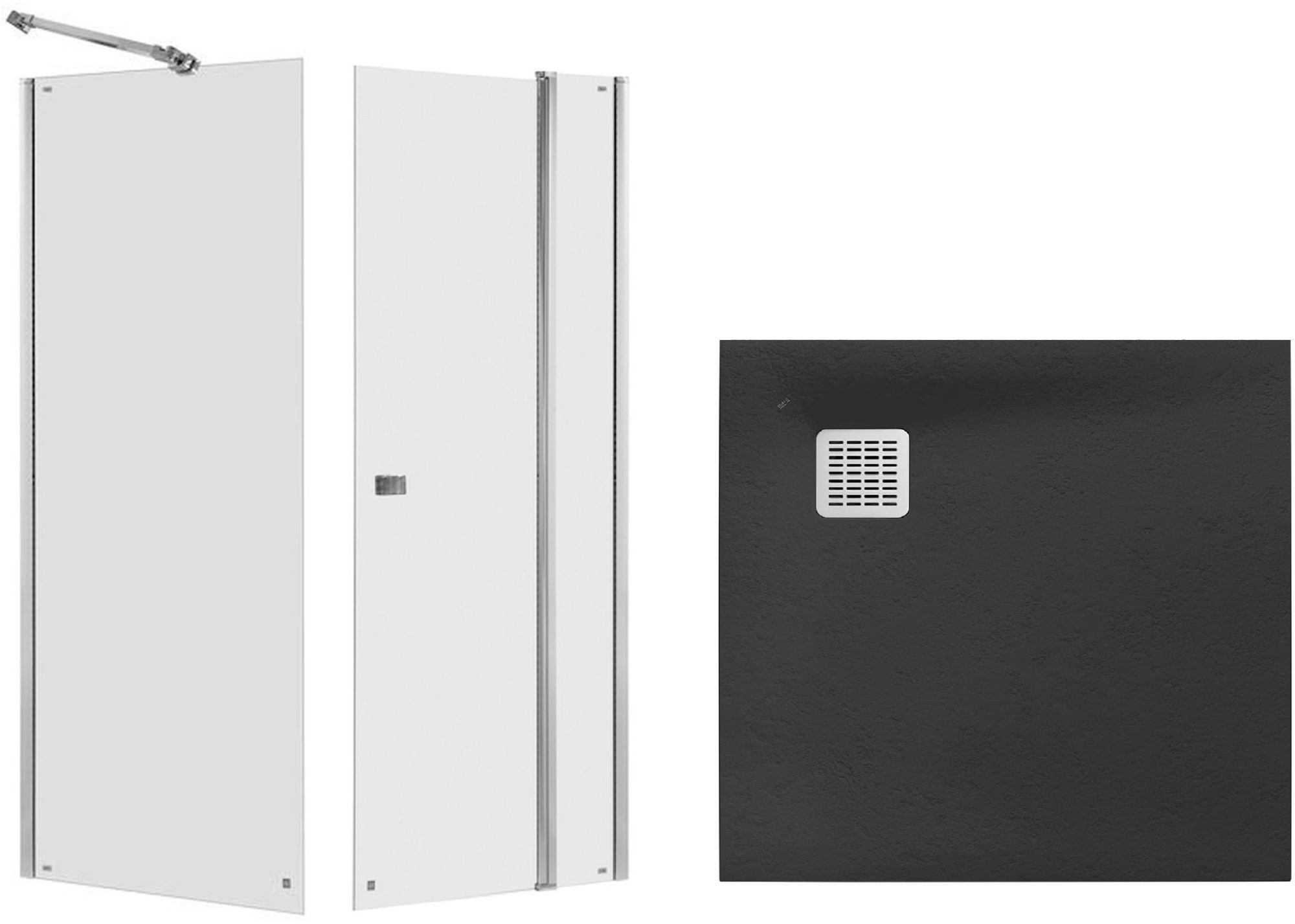 Set porte de douche Roca Capital AM4609012M, receveur de douche carré Roca Terran AP10338438401640, AM4409012M