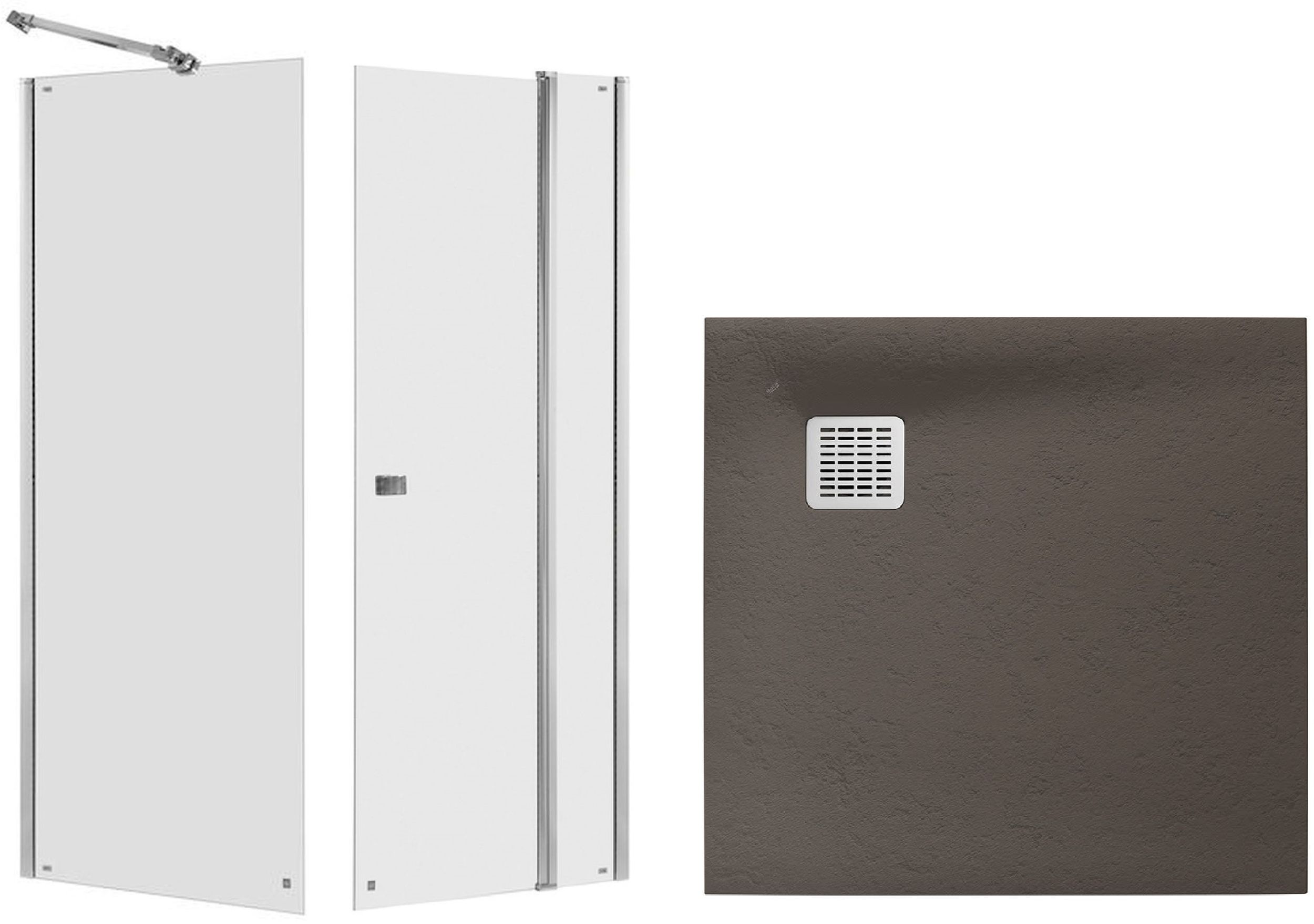 Set porte de douche Roca Capital AM4609012M, receveur de douche carré Roca Terran AP10338438401660, AM4409012M