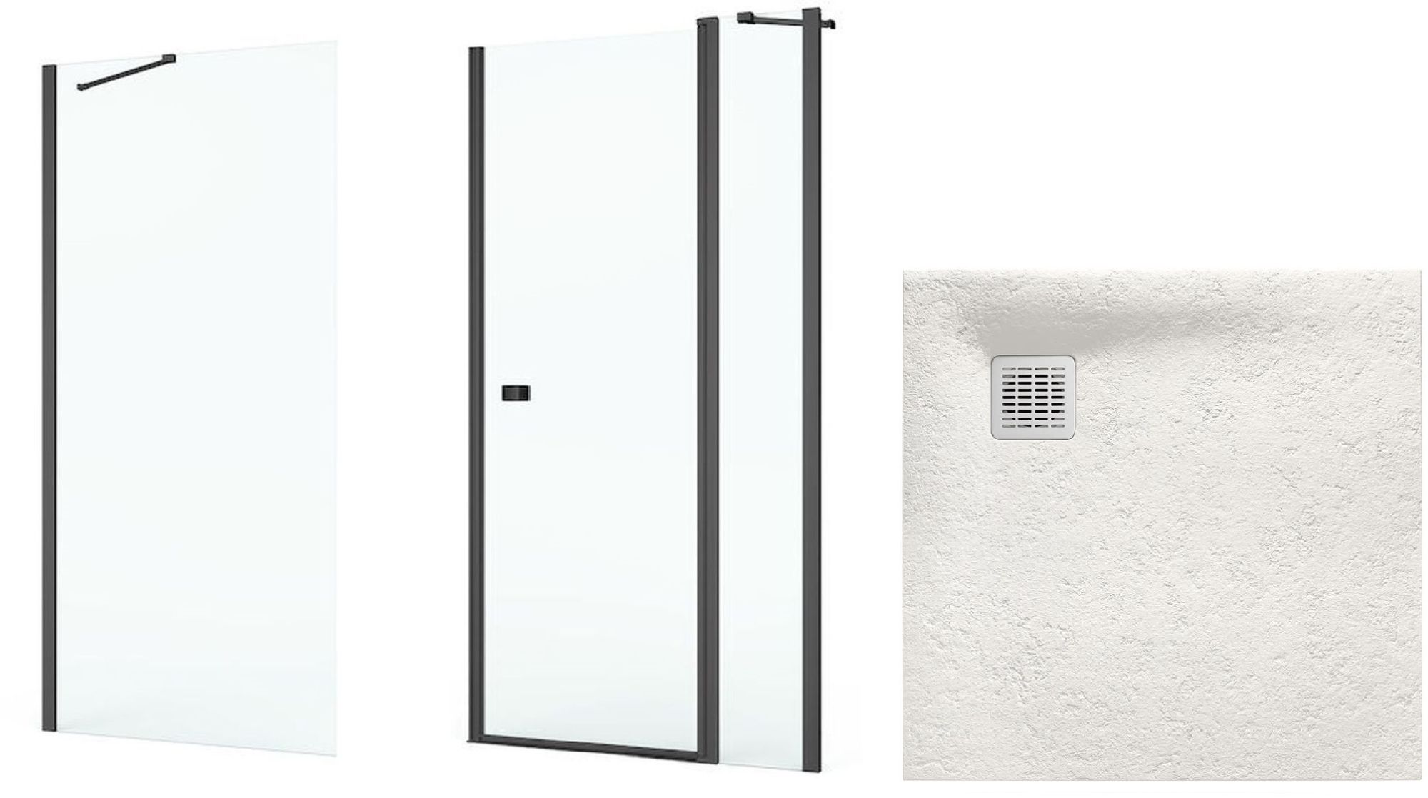 Set porte de douche Roca Capital AM4609016M, receveur de douche carré Roca Terran AP10338438401650, AM4409016M
