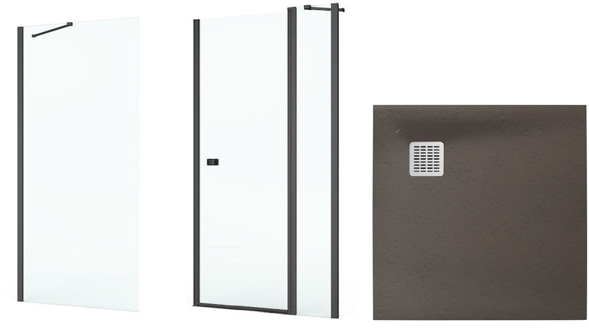 Set porte de douche Roca Capital AM4609016M, receveur de douche carré Roca Terran AP10338438401660, AM4409016M