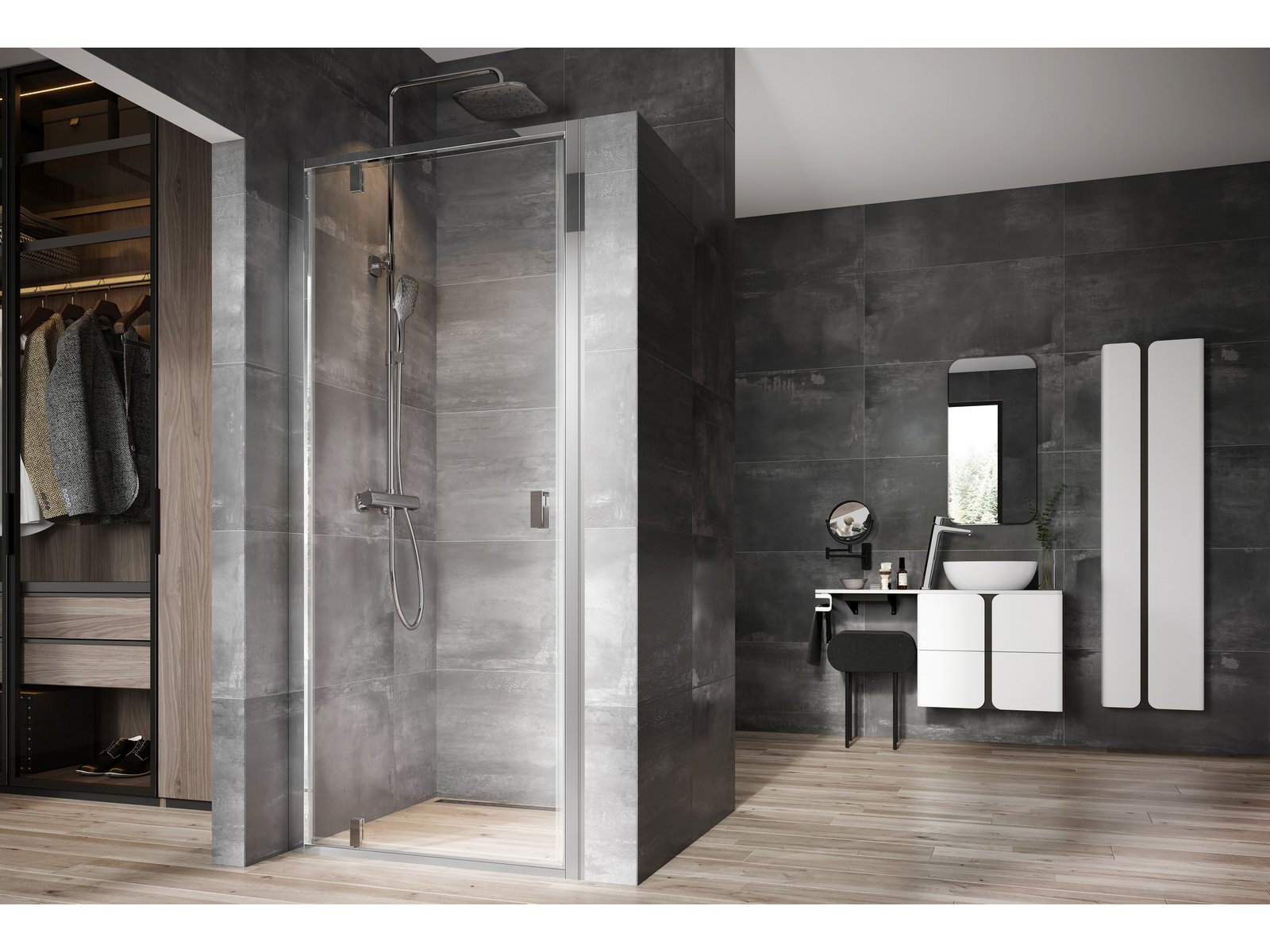 Ravak Nexty porte de douche 80 cm à ouverture basculante aluminium brillant/verre transparent 03O40C00Z1