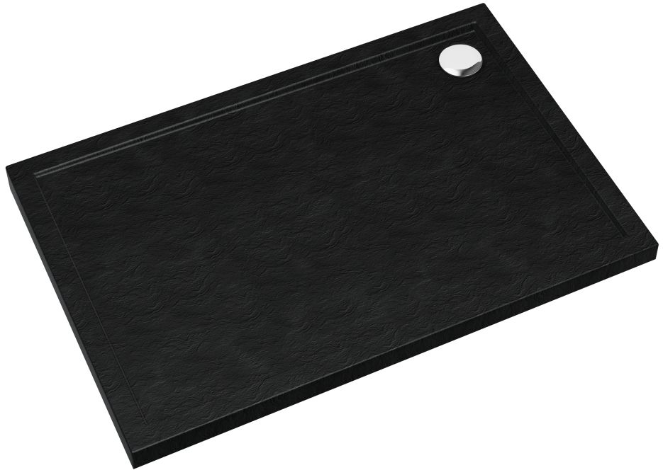 Schedpol Caspar New Black Stone receveur de douche rectangulaire avec siphon 100x80 cm noir 3.2336/C/ST