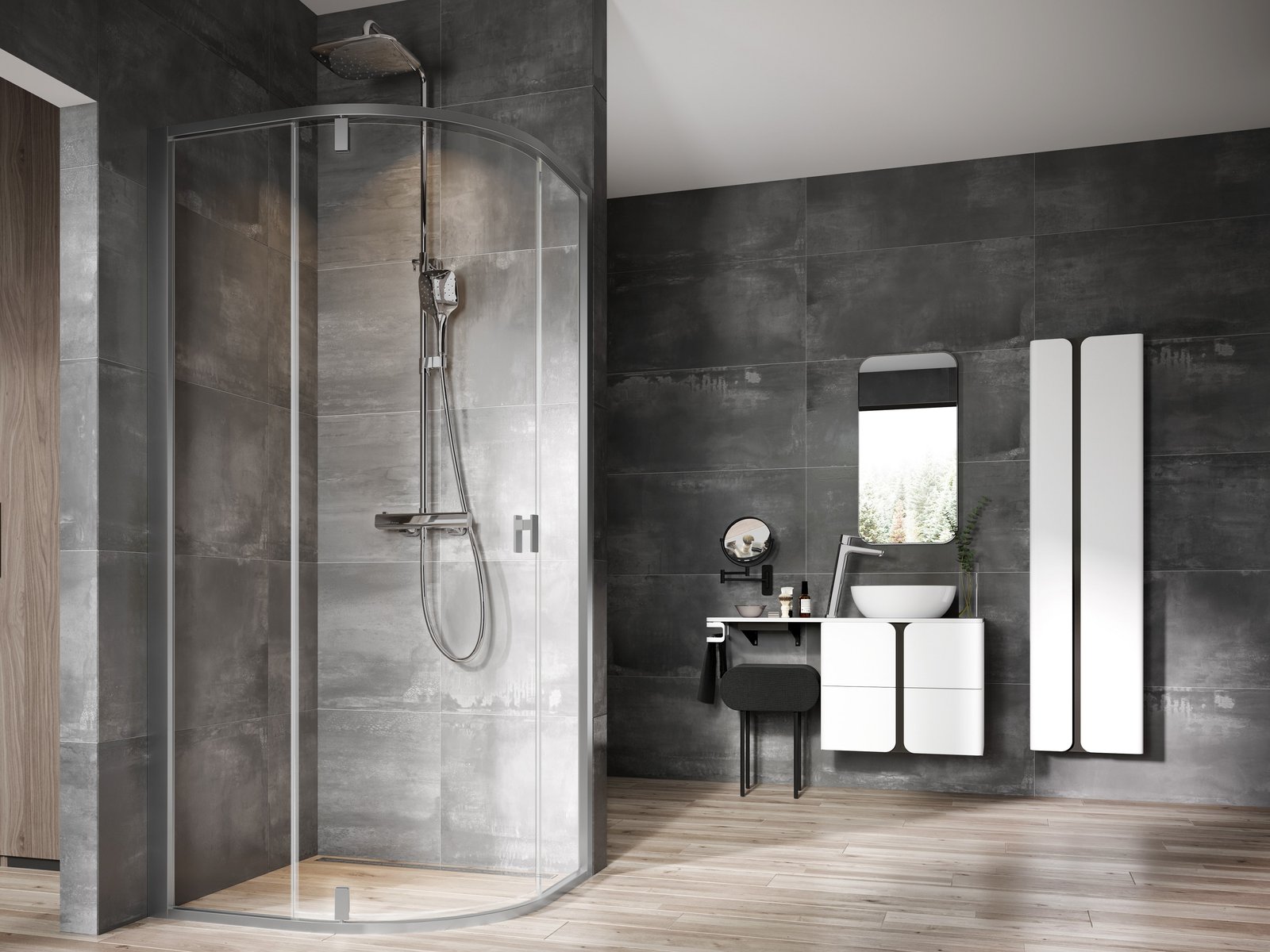 Ravak Nexty cabine de douche 100x100 cm semi-circulaire satin mat/verre transparent 3O6AAU00Z1