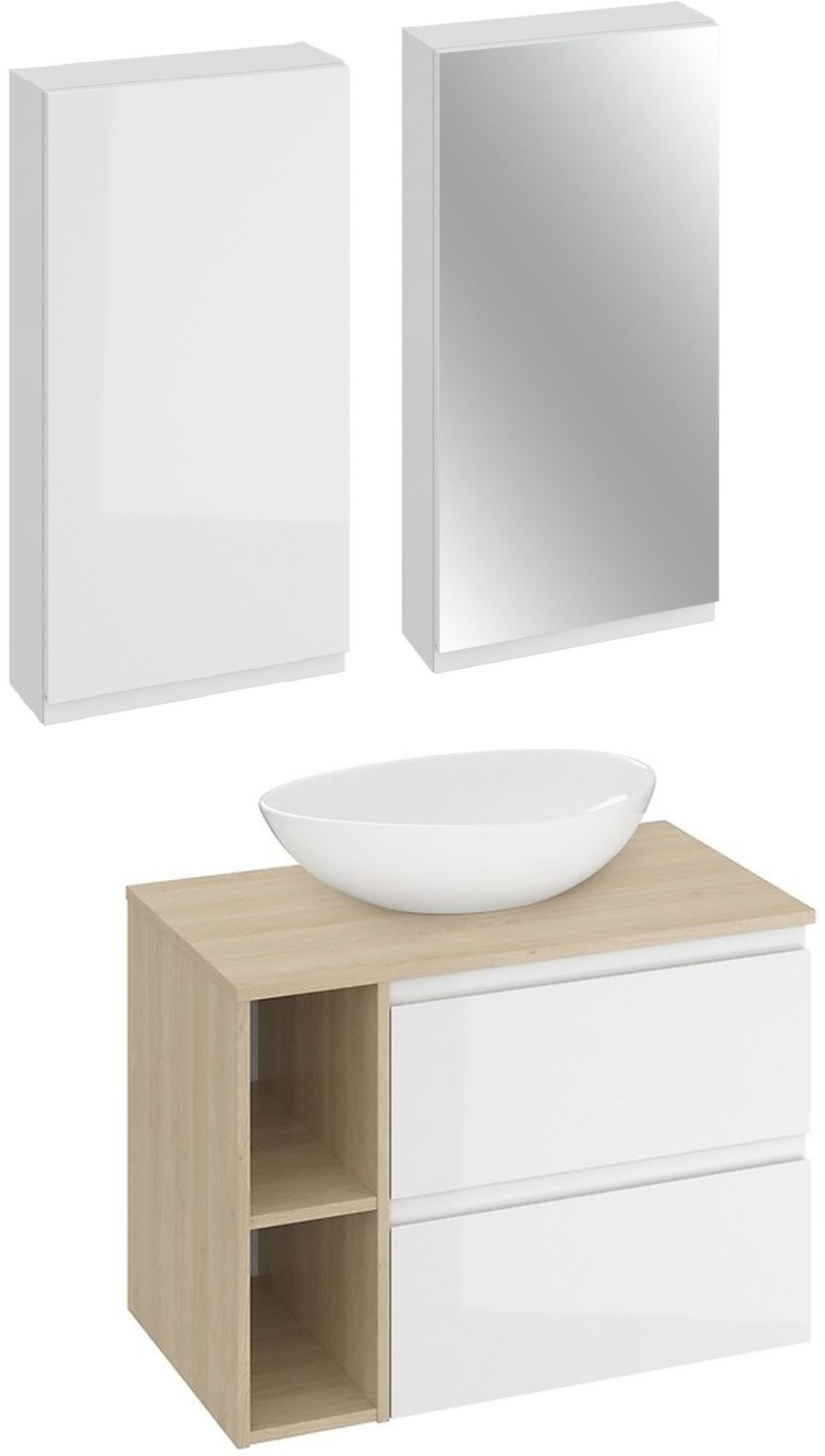 Set armoire Cersanit Moduo S929-010, lavabo Cersanit Moduo K116-052, S590-030, K116-018, K116-020, S590-023