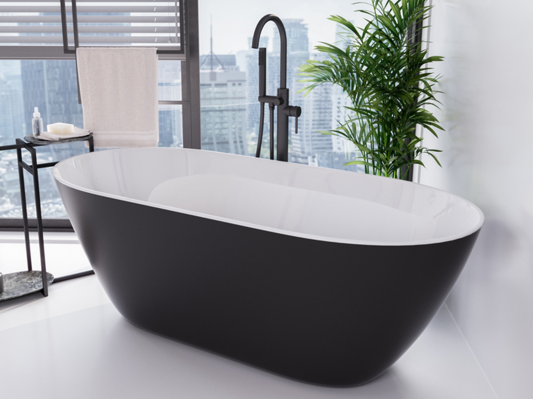 Besco Moya baignoire autoportante 159x68.4 cm ovale bicolore #WMD-160-MWG