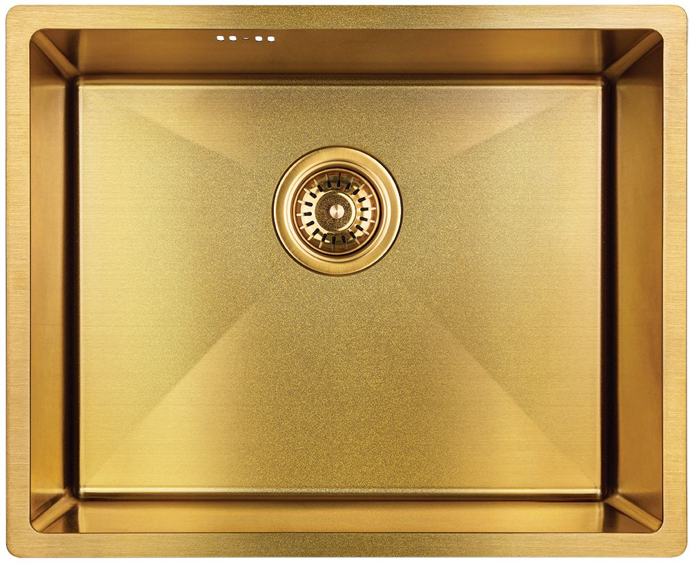 Laveo Marmara évier en acier inoxydable avec siphon 54x44 cm doré SAMG10P