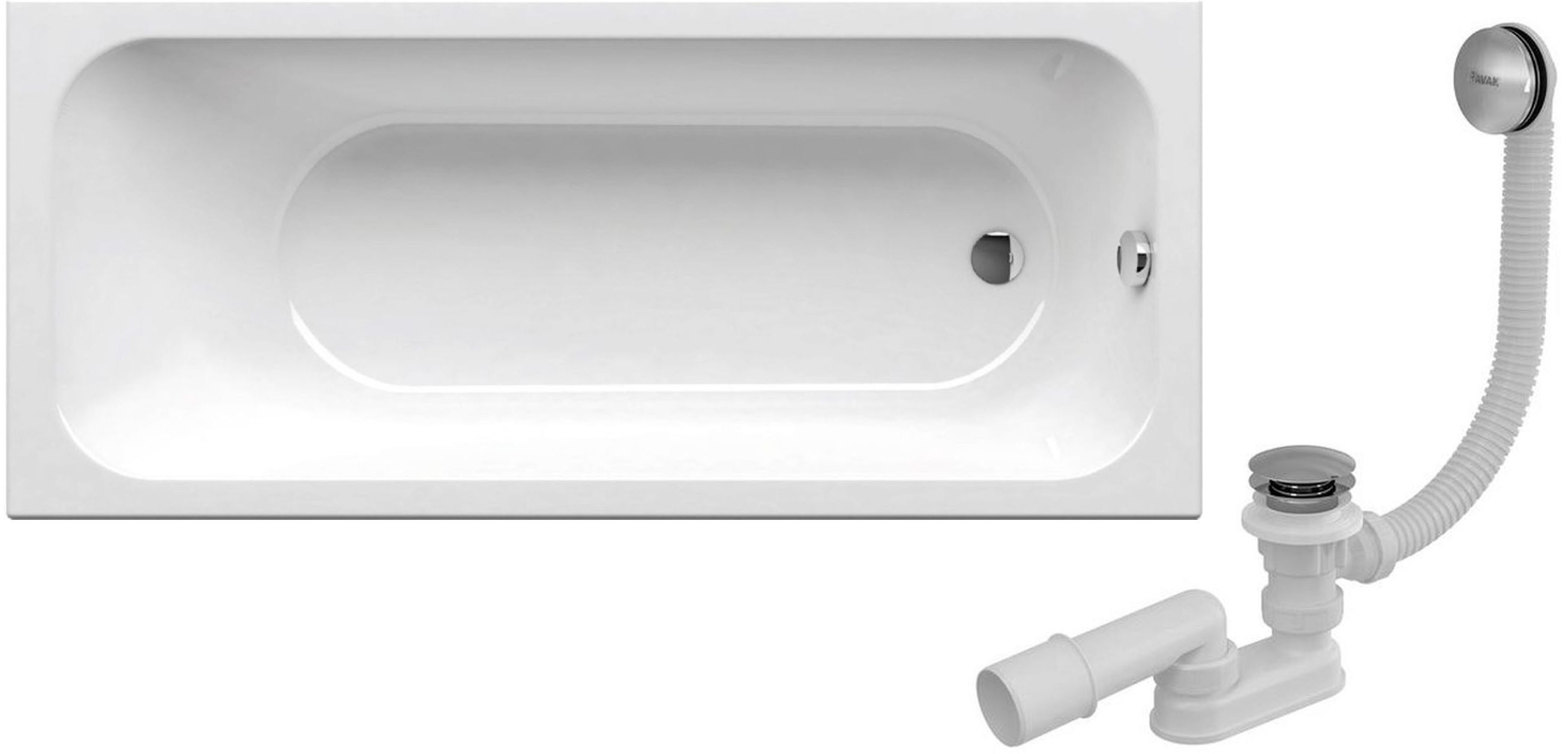 Set baignoire rectangulaire Slim Ravak Chrome Slim C731300000, siphon de baignoire Ravak X01377, GPX2240015