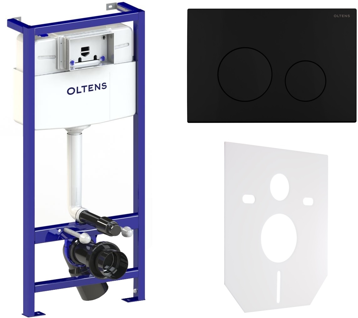 Set châssis encastré Oltens Triberg 50001000, bouton de chasse d'eau Oltens Lule 57104300, 49301000