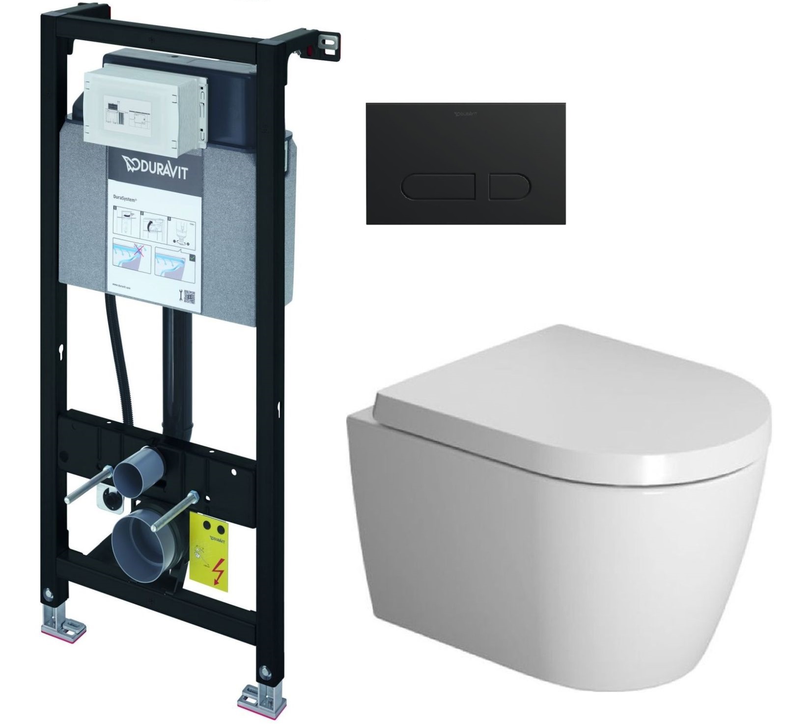 Set cuvette WC avec abattant à descente lente Duravit ME by Starck 45300900A1, châssis encastré Duravit DuraSystem WD1011000000, WD5001031000