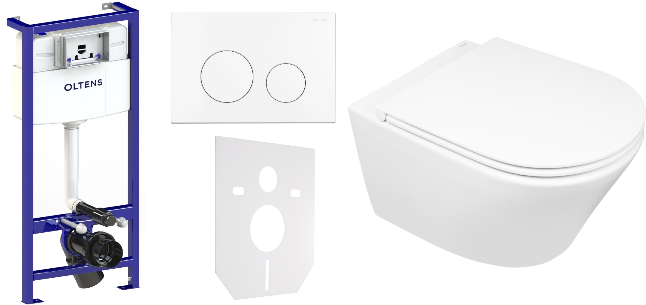 Set cuvette de WC Oltens Jog 42001000, châssis encastré Oltens Triberg 50001000, 45102000, 57102000, 49301000