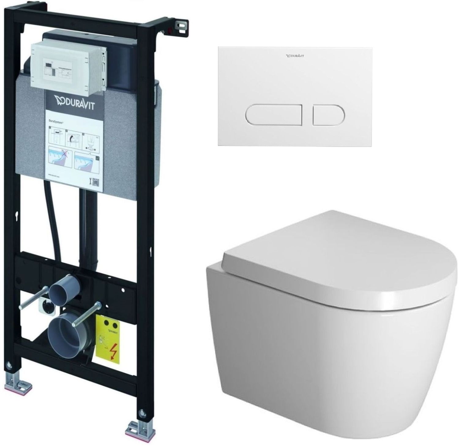 Set cuvette de WC Duravit ME by Starck 2530092000, châssis encastré Duravit DuraSystem WD1011000000, 0020190000, WD5001011000