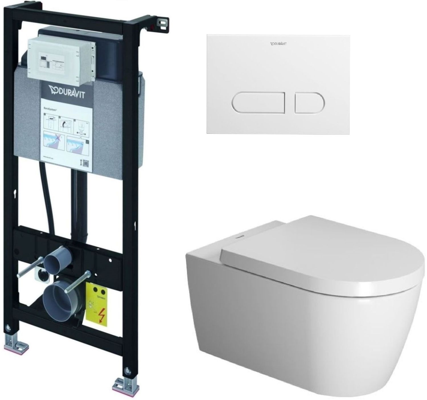 Set cuvette de WC Duravit ME by Starck 2529092000, châssis encastré Duravit DuraSystem WD1011000000, 0020090000, WD5001011000