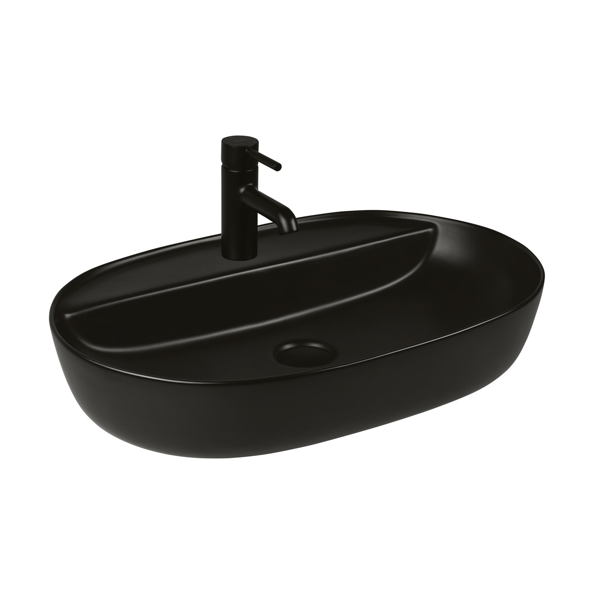 Oltens Hamnes lavabo 62x42 cm ovale à poser noir 41814300