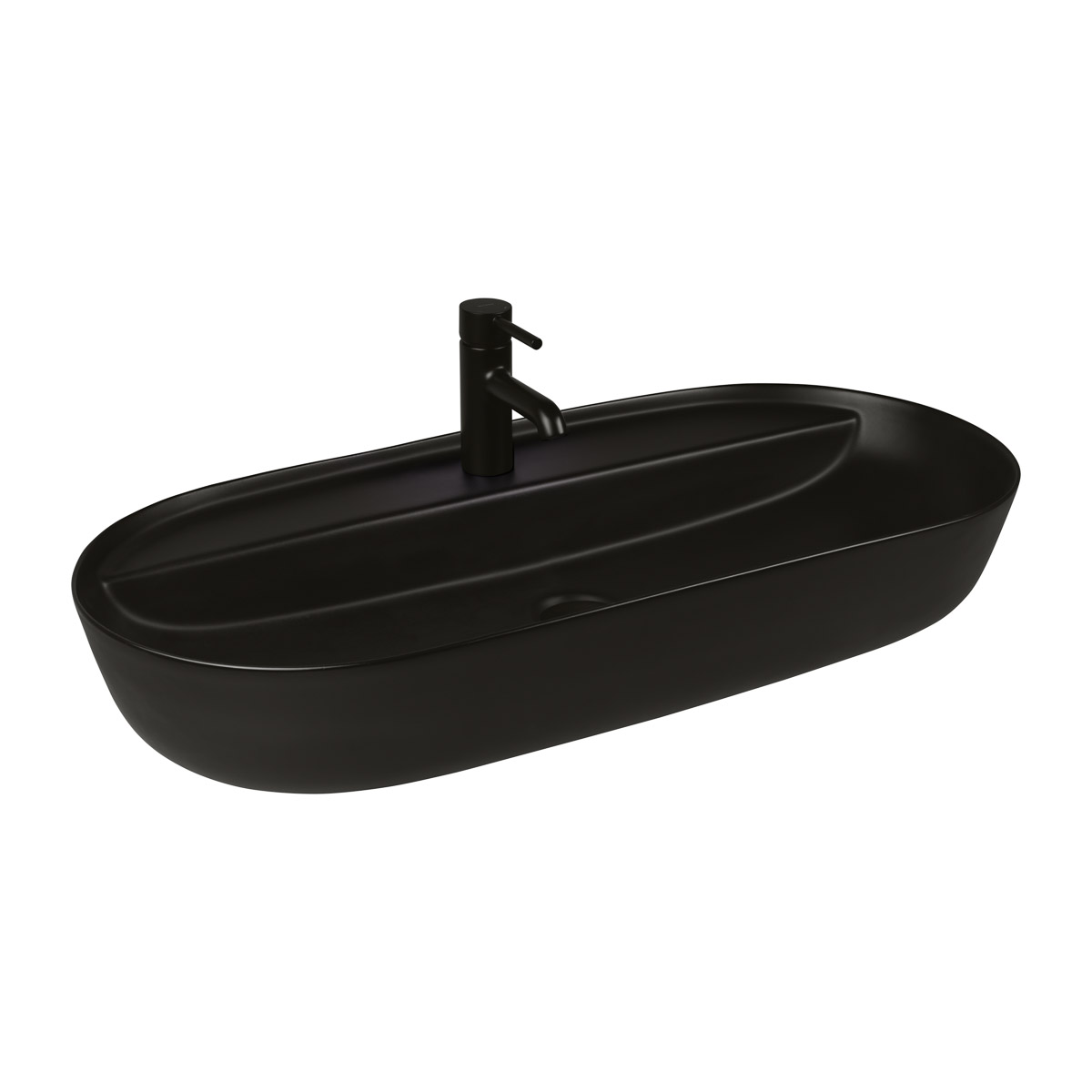 Oltens Hamnes lavabo 80x40 cm ovale à poser noir 41815300