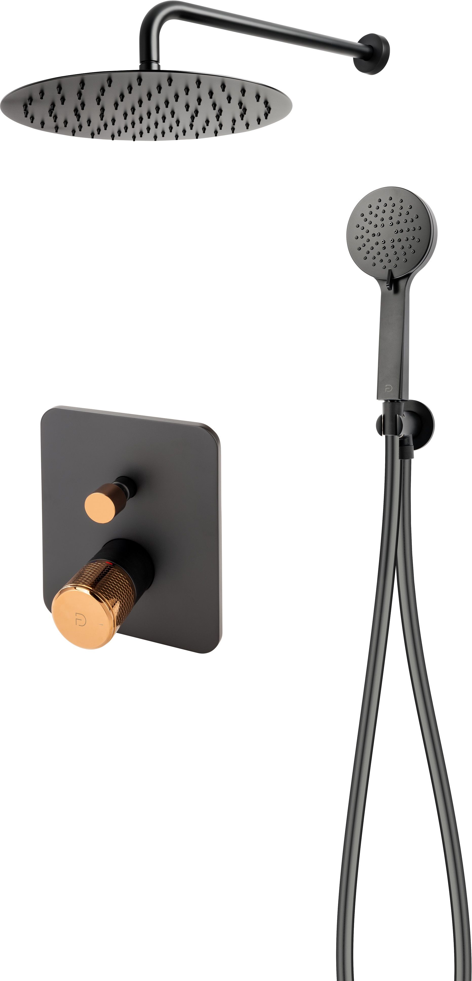 FDesign Ardesia ensemble de douche encastré oui noir-doré FD1-ARD-7PSET1-25