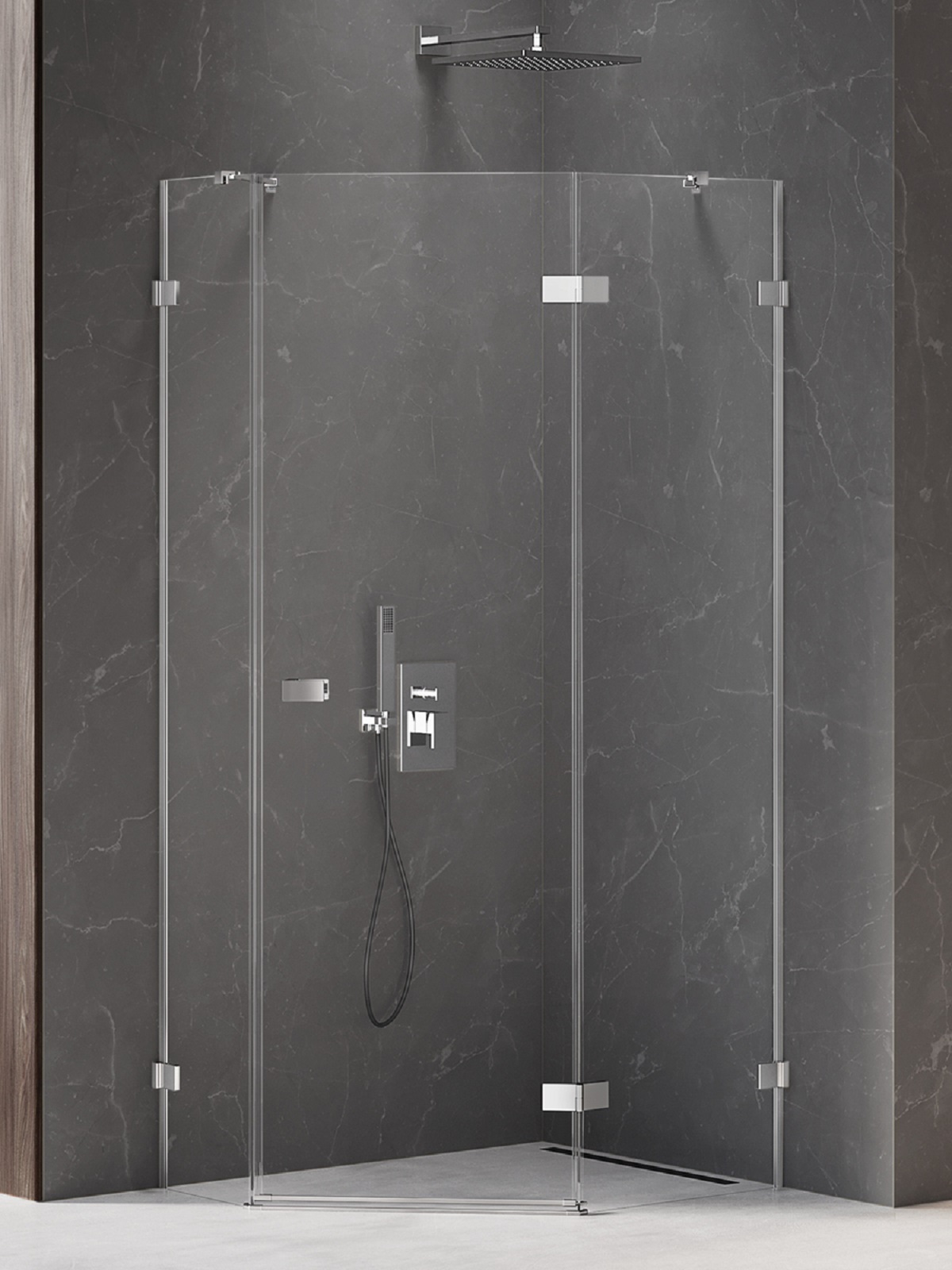 New Trendy Avexa cabine de douche 100x80 cm chrome brillant/verre transparent EXK-3894