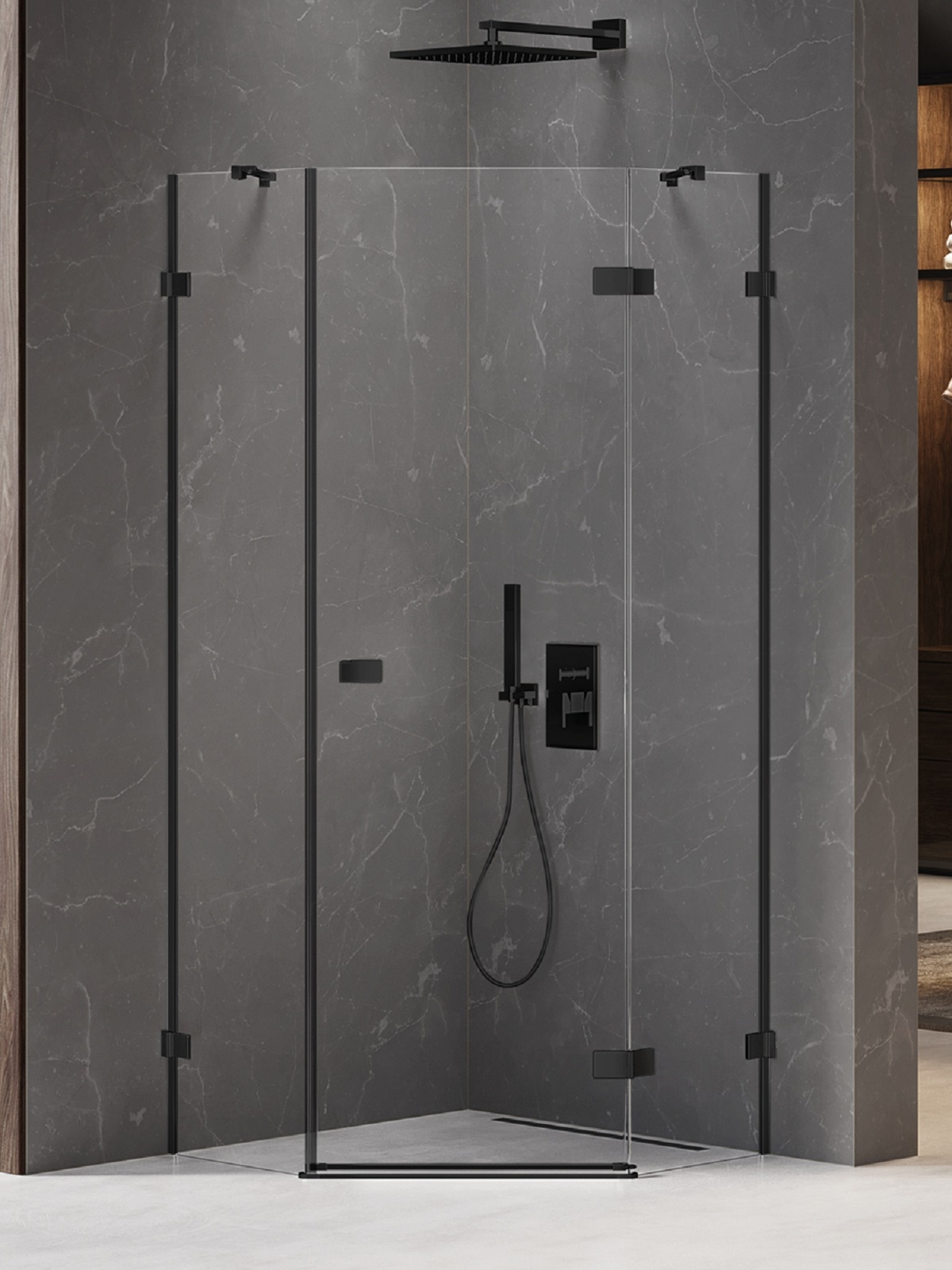 New Trendy Avexa Black cabine de douche 90x90 cm noir mat/verre transparent EXK-3876