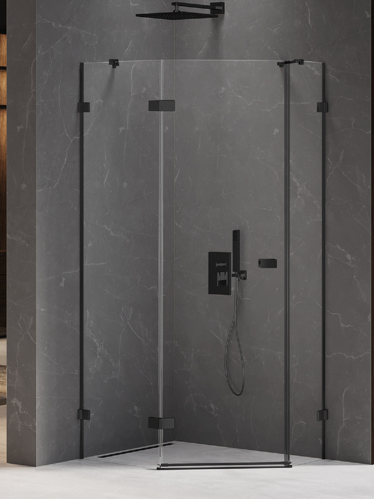 New Trendy Avexa Black cabine de douche 100x80 cm noir mat/verre transparent EXK-3881