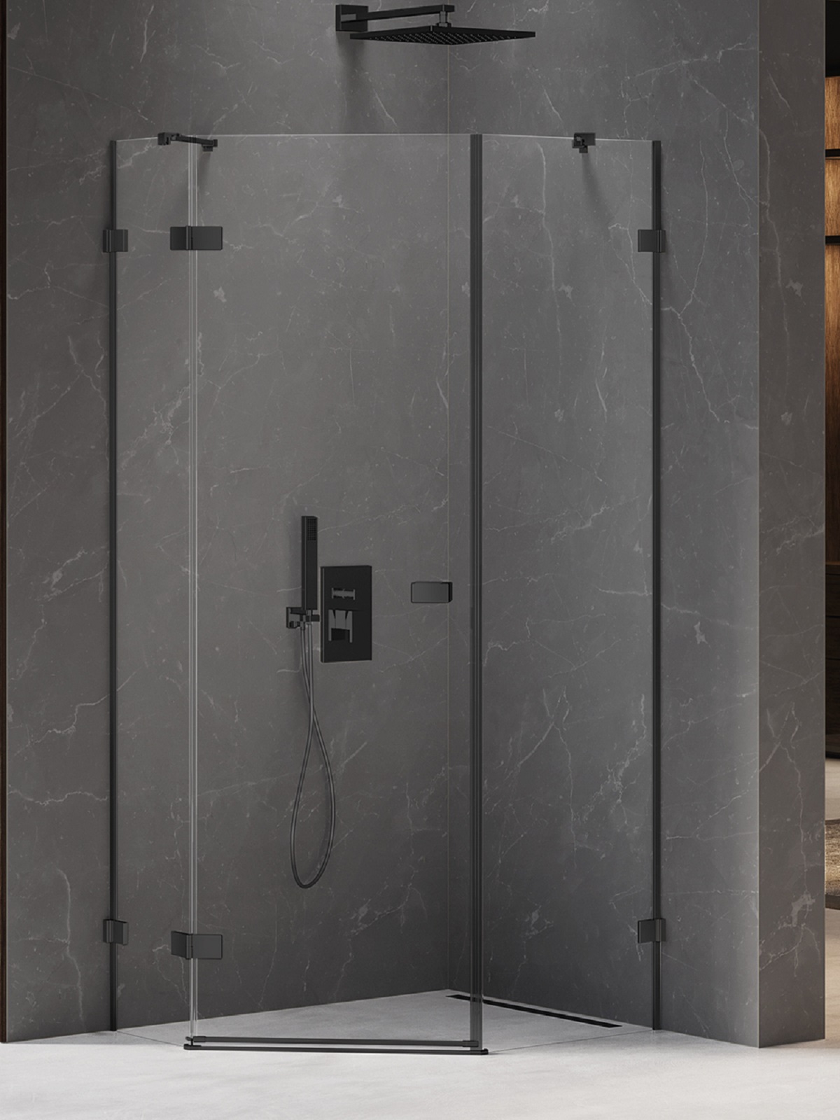 New Trendy Avexa Black cabine de douche 100x80 cm noir mat/verre transparent EXK-3882