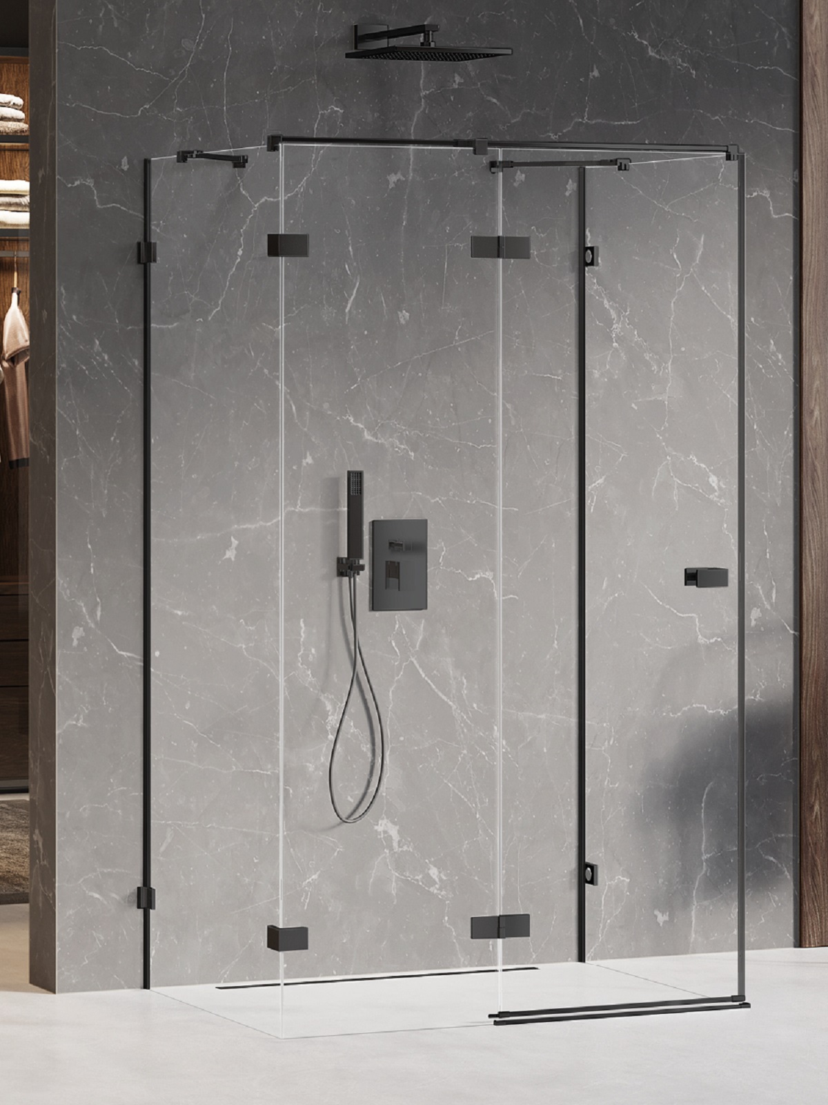 New Trendy Avexa Black cabine de douche 100x100 cm carrée noir mat/verre transparent EXK-2610