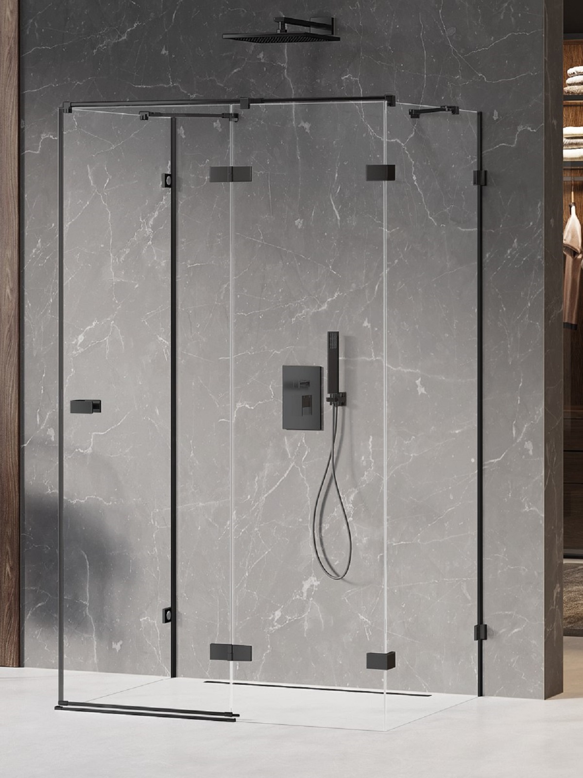 New Trendy Avexa Black kabina prysznicowa 120x70 cm prostokątna prawa czarny mat/szkło przezroczyste EXK-2649