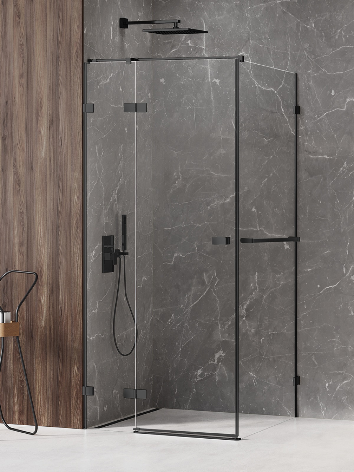 New Trendy Avexa Black cabine de douche 110x80 cm rectangulaire noir mat/verre transparent EXK-2554