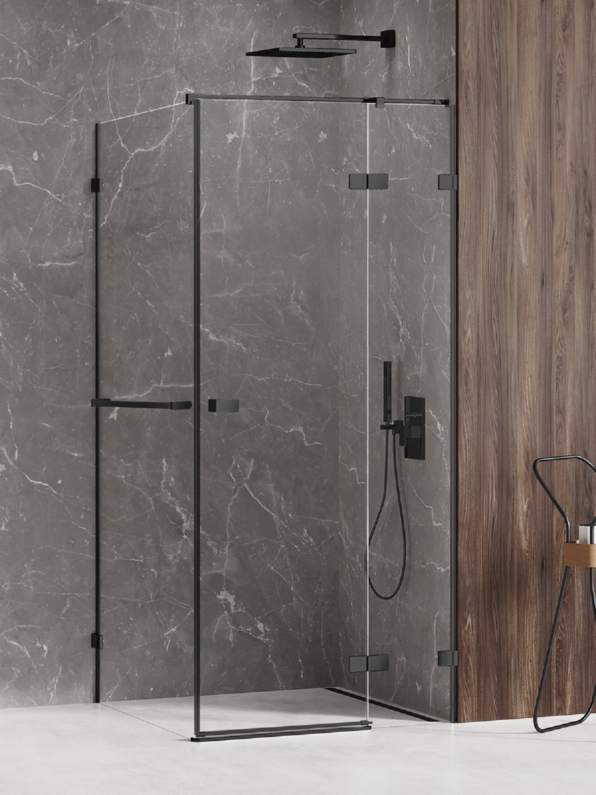New Trendy Avexa Black kabina prysznicowa 120x110 cm prostokątna prawa czarny mat/szkło przezroczyste EXK-2593