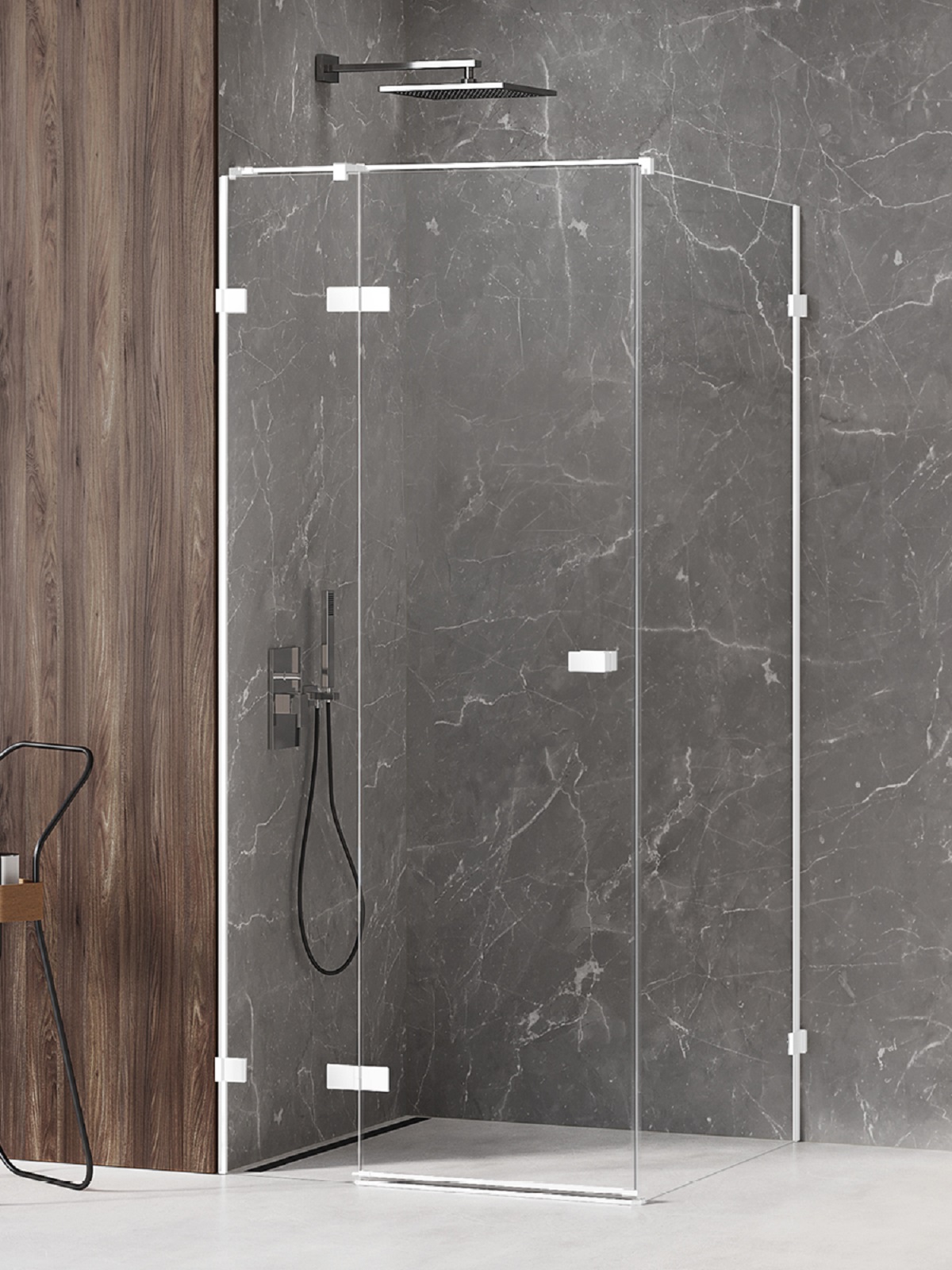 New Trendy Avexa White cabine de douche 100x90 cm rectangulaire blanc mat/verre transparent EXK-2710