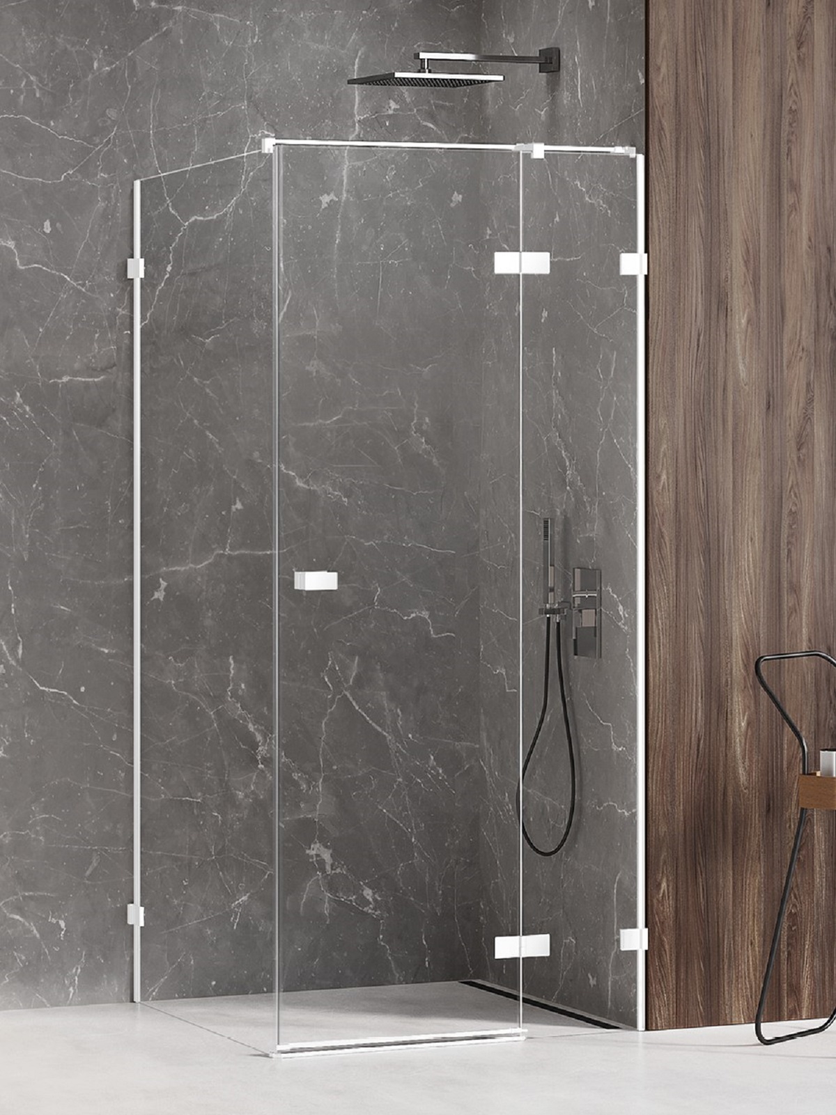 New Trendy Avexa White cabine de douche 100x90 cm rectangulaire blanc mat/verre transparent EXK-2740