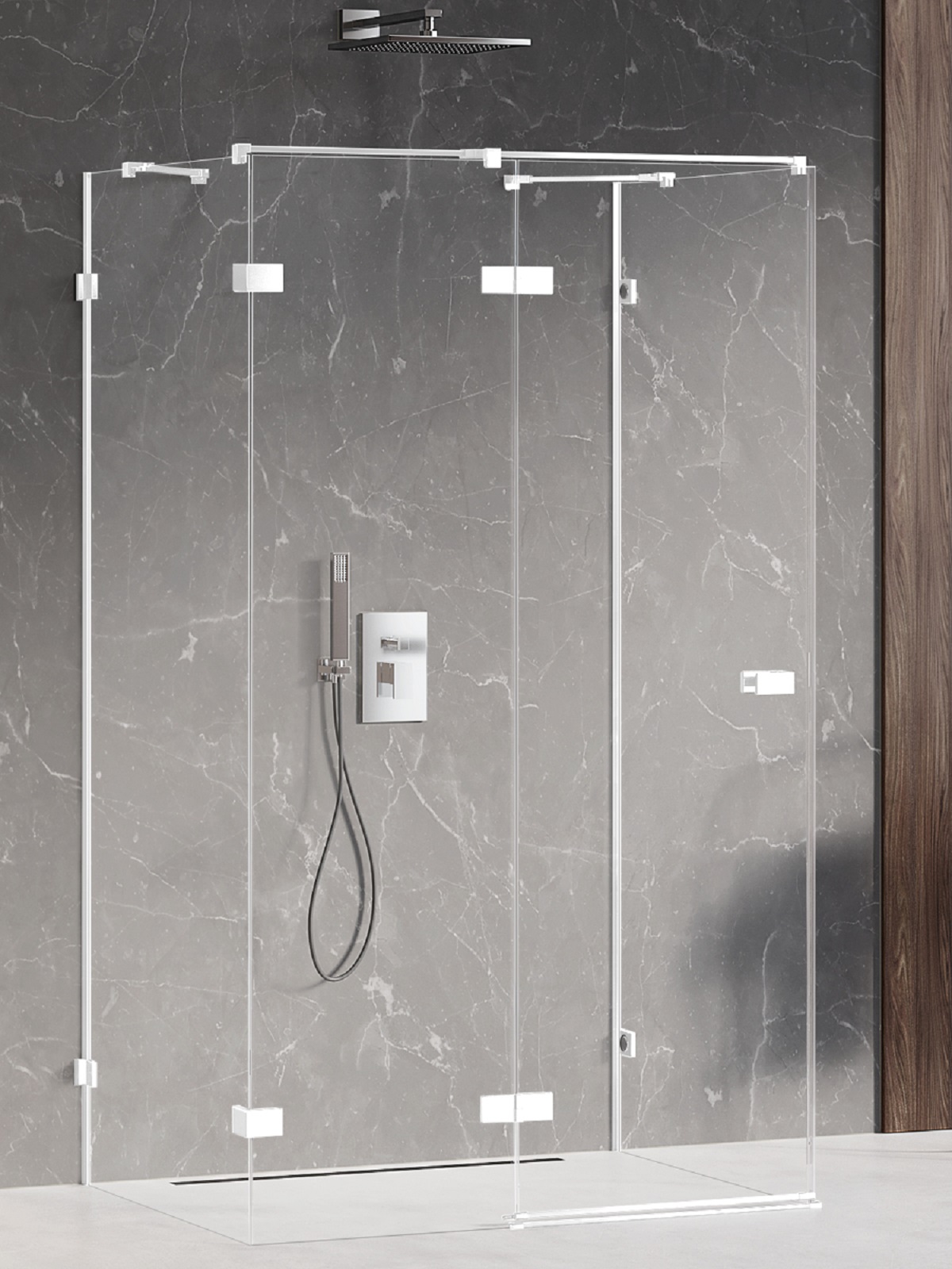 New Trendy Avexa White cabine de douche 100x80 cm rectangulaire blanc mat/verre transparent EXK-2849