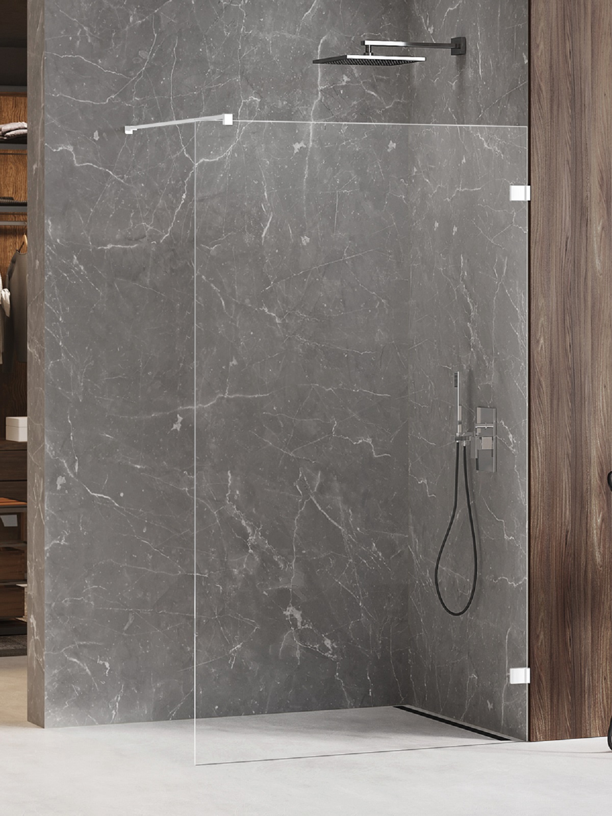 New Trendy Avexa White ścianka prysznicowa walk-in 150 cm biały mat/szkło przezroczyste EXK-2936