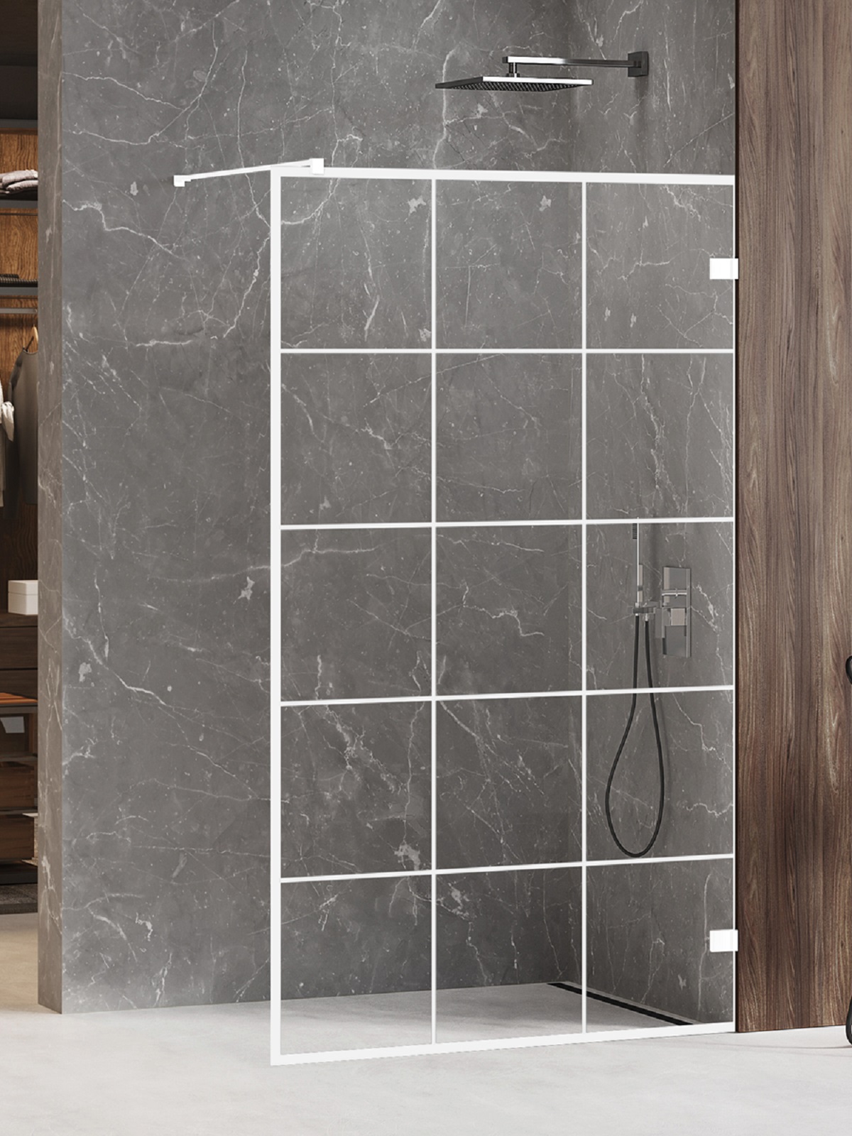 New Trendy Avexa White paroi de douche walk-in 110 cm blanc mat/verre transparent EXK-2986
