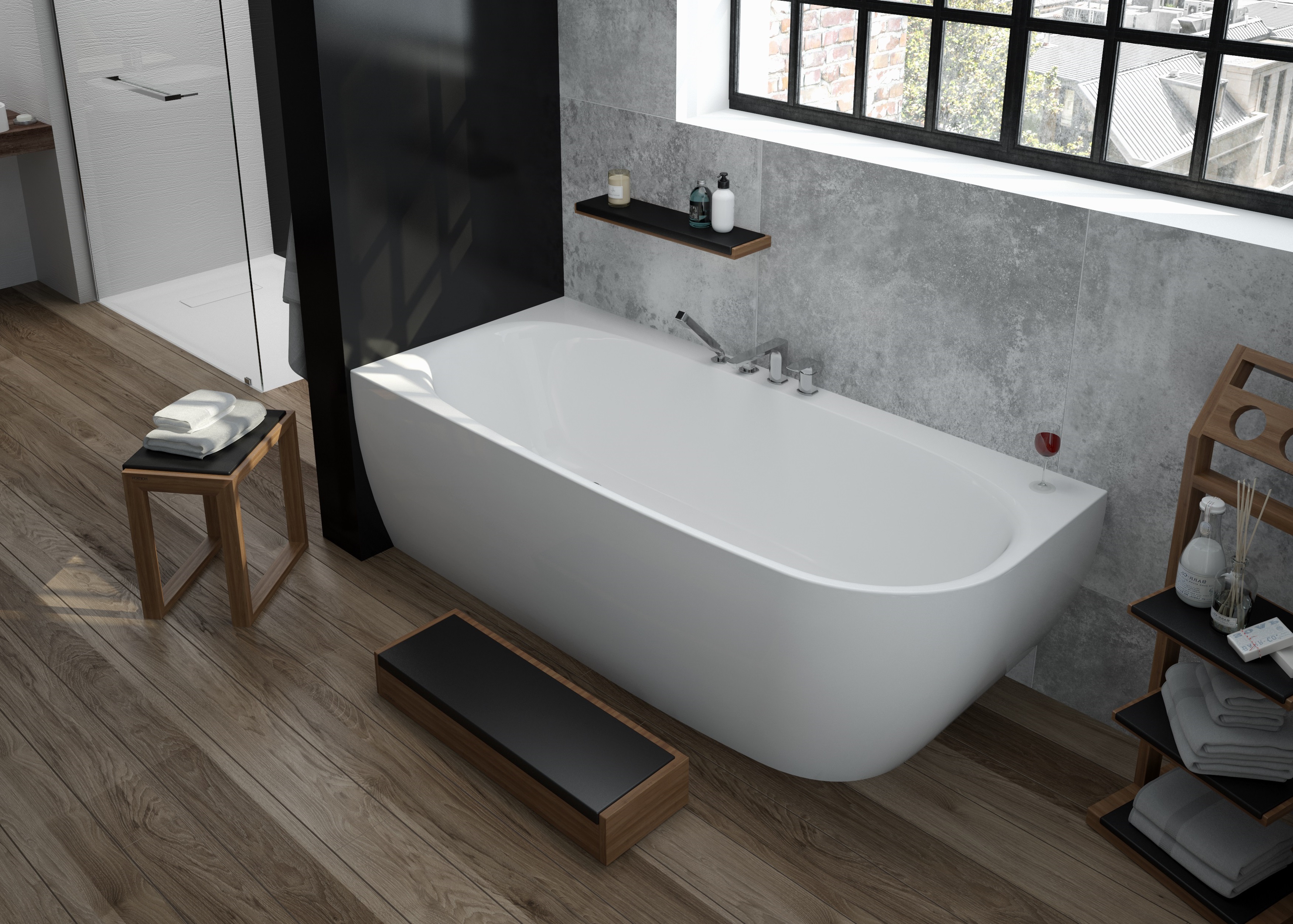 Hoesch iSensi baignoire murale 170x75 cm rectangulaire blanc 3814.010