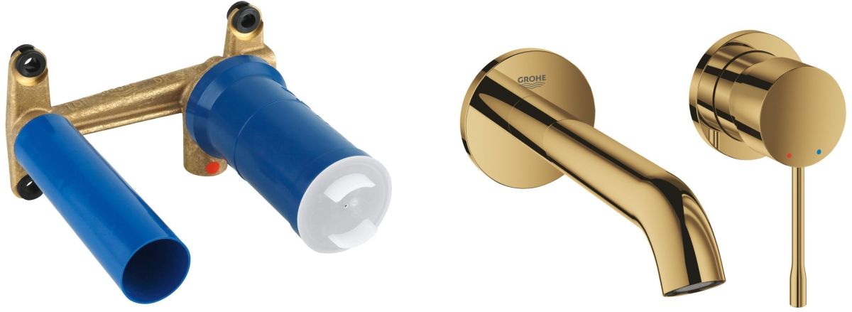 Set mitigeur de lavabo Grohe Essence 19408GL1, élément encastré de mitigeur Grohe Eurostyle 23571000