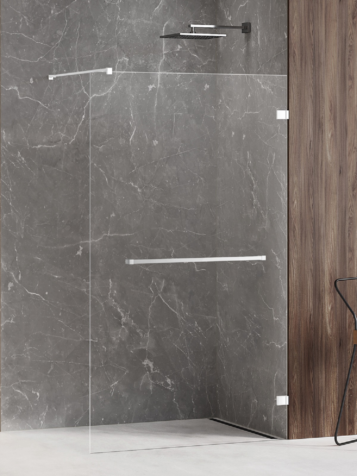 New Trendy Avexa White paroi de douche walk-in 70 cm blanc mat/verre transparent EXK-2940