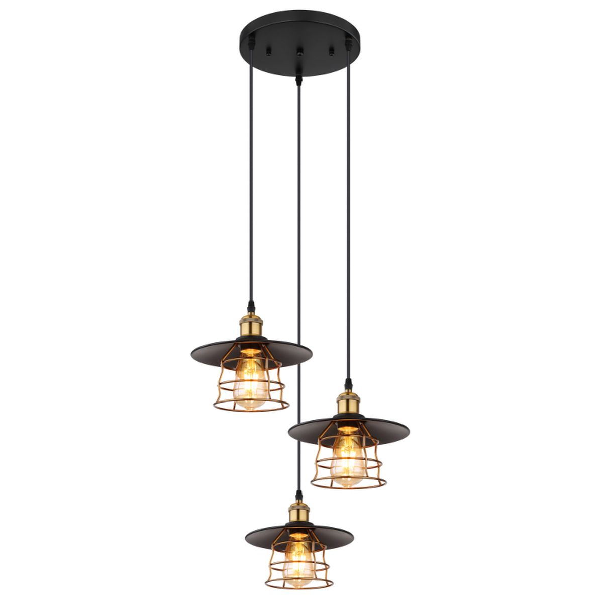 Globo Lighting Viejo lampe suspendue 3x60 W noir-cuivre 15086-3BH